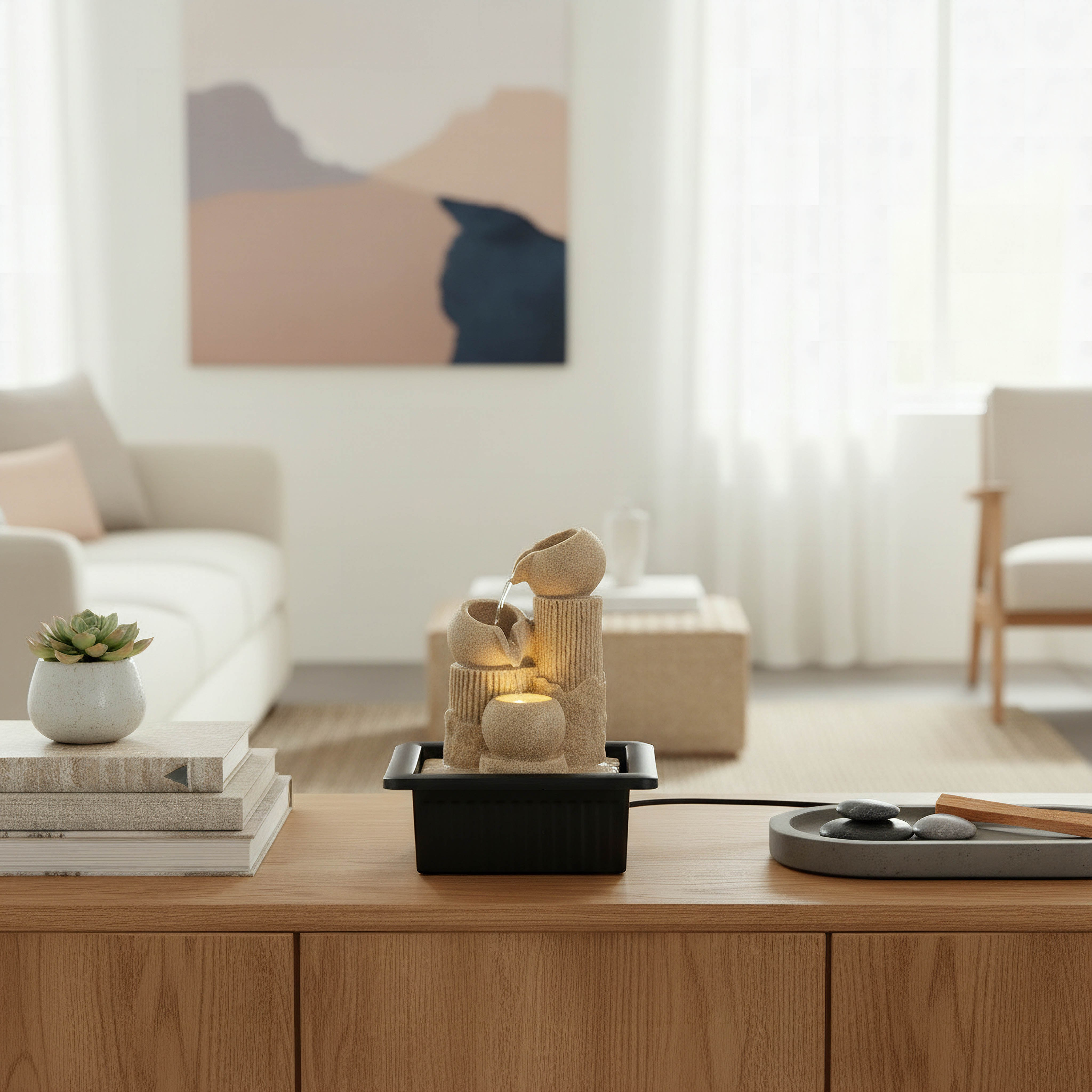 Albane Modern Fountain with LED Light - 21x17x25 cm-hbxhomeware-hbxdecorandfurnishings-image-4