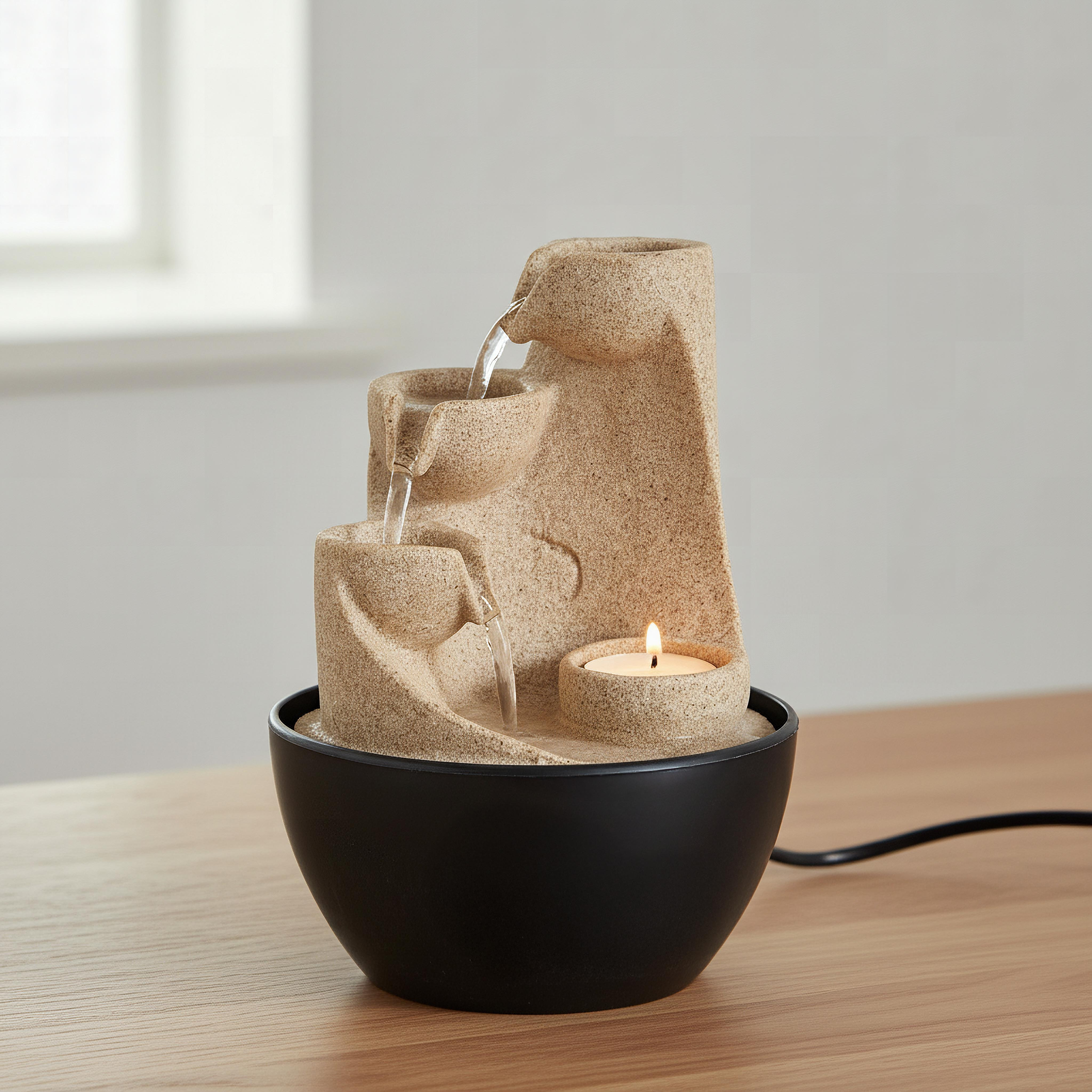 Belen Mini Modern Fountain with LED Light - 13x13x18 cm-hbxhomeware-hbxdecorandfurnishings-image-1