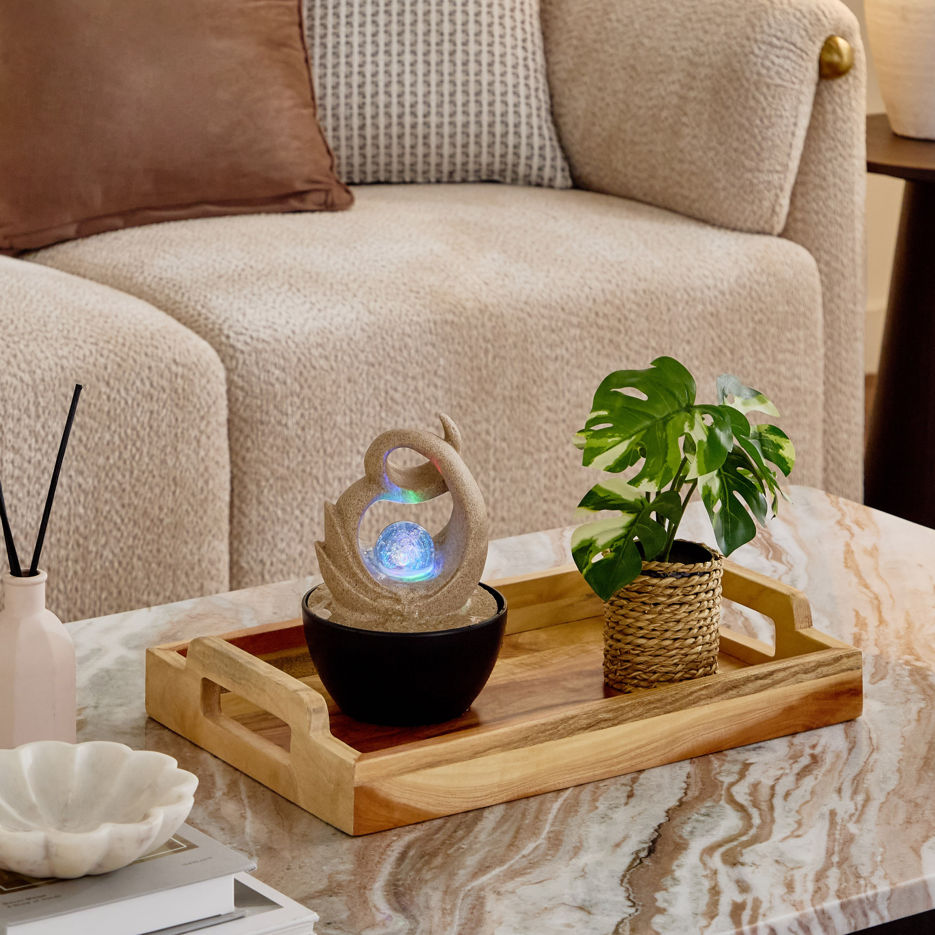 نافورة عصرية بكرة متحرّكة مع مصباح إل إي دي من بيلين - 13×13×18 سم-hbxhomeware-hbxdecorandfurnishings-image-8