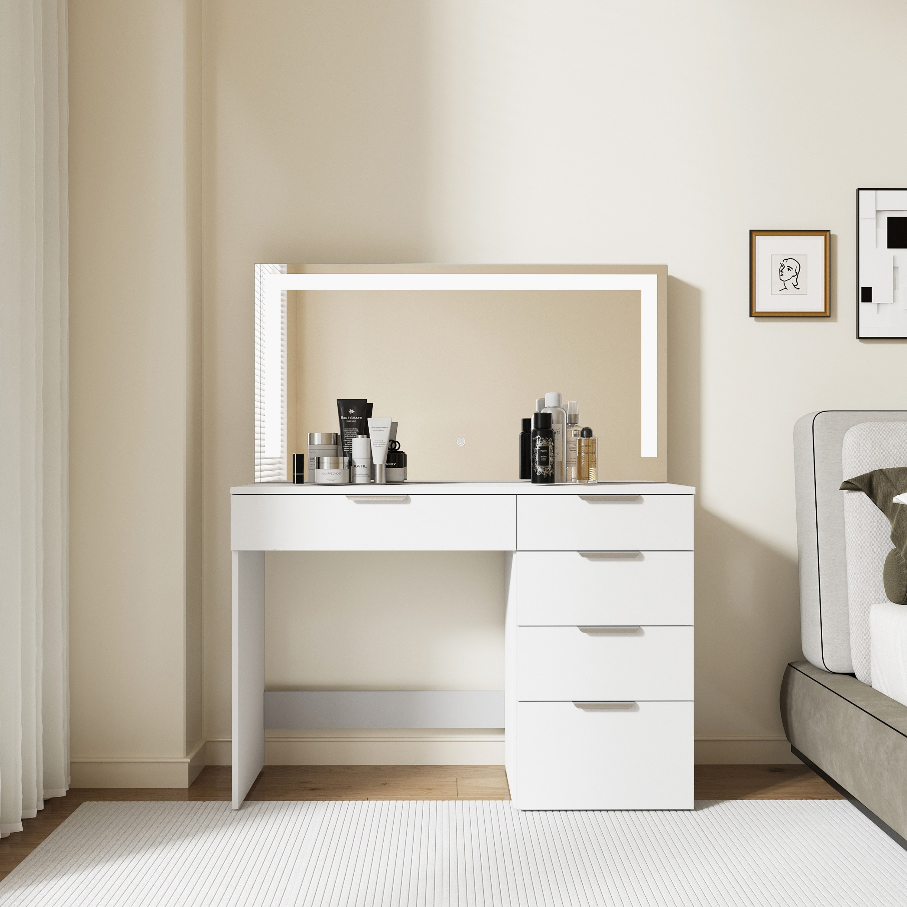 تسريحة بـ 5 أدراج ومرآة من موفو إيما-hbxfurniture-bedroom-dressersandmirrors-image-1