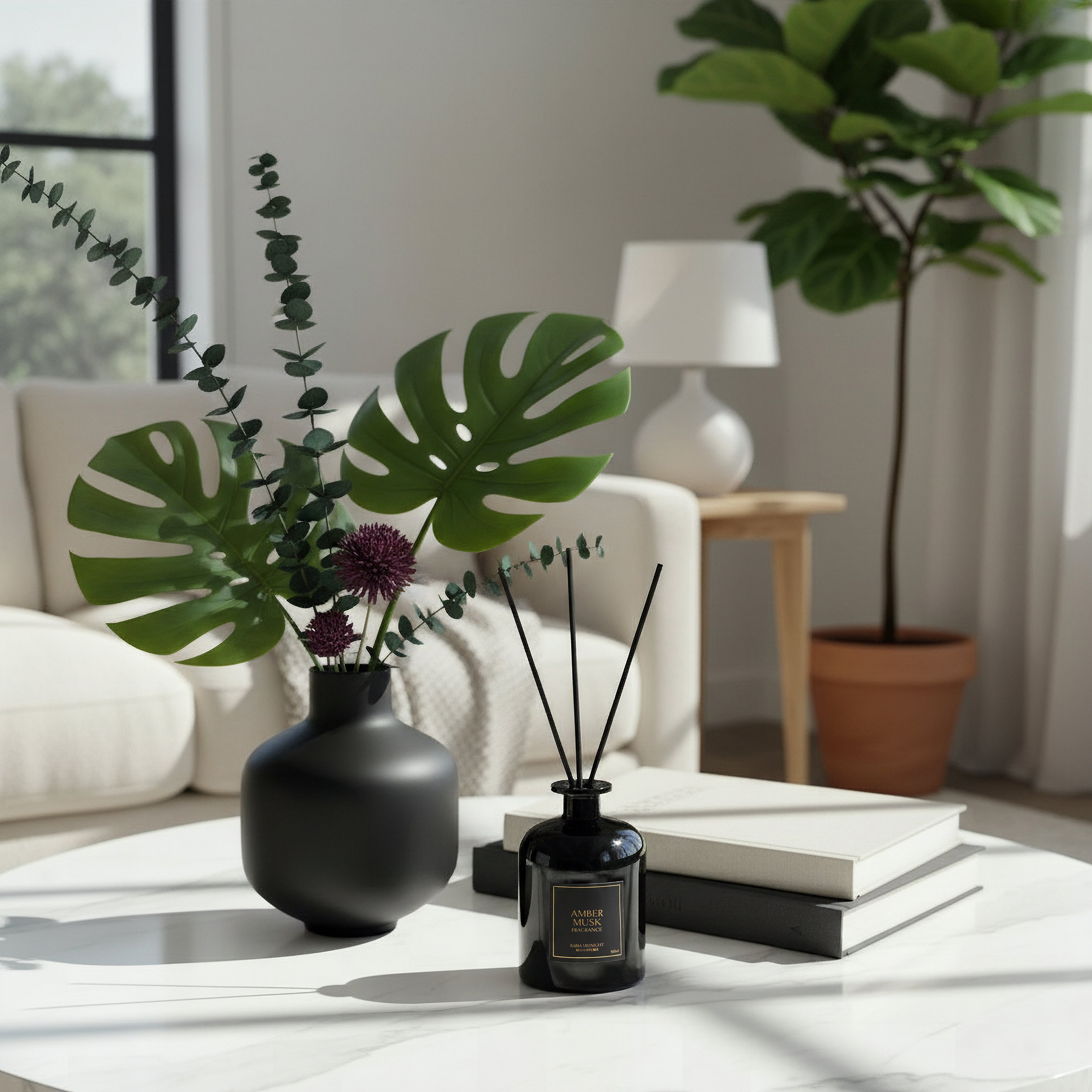 موزّع عطور بأعواد العنبر والمسك ميدنايت من رابيا – 500 مل-hbxbedroom-homefragrance-diffusers-image-3