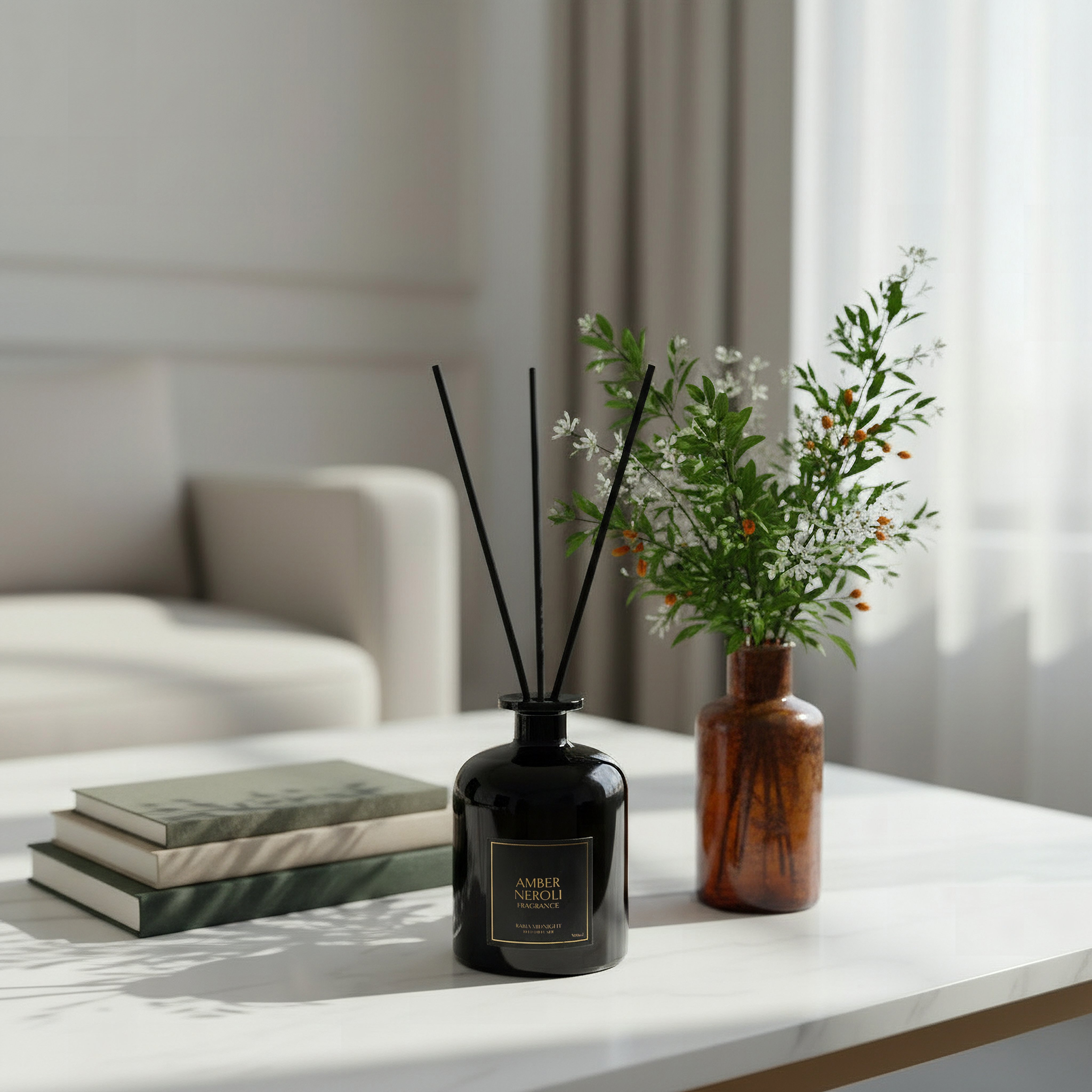 موزّع عطور بأعواد العنبر ونيرولي ميدنايت من رابيا - 500 مل-hbxbedroom-homefragrance-diffusers-image-3
