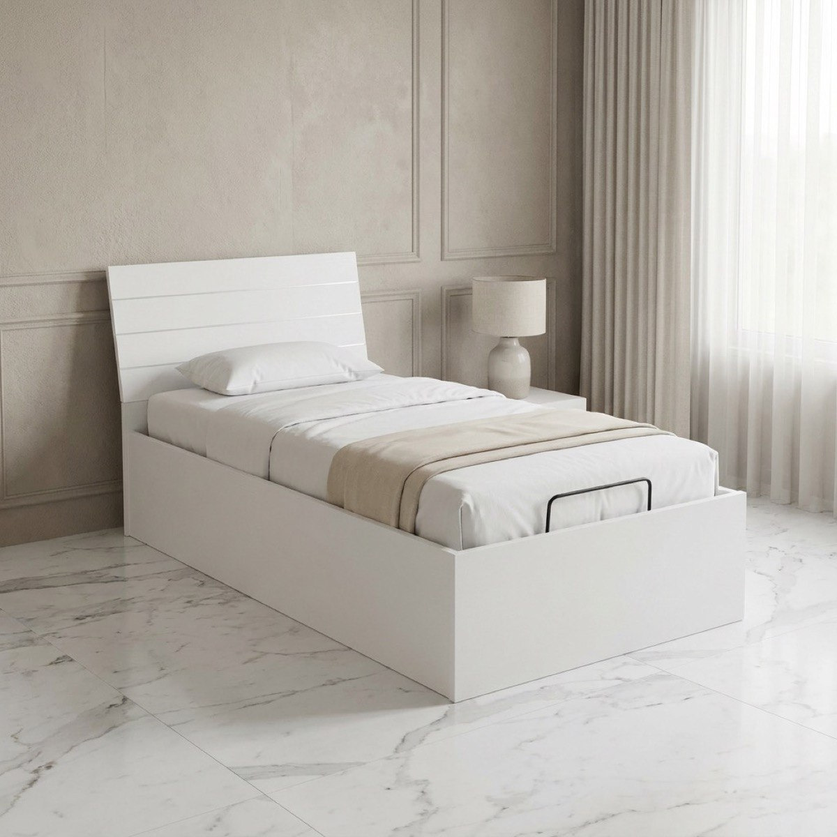 Frankfurt Hydraulic Storage Single Bed - 100x200 cm-hbxfurniture-bedsandbedsets-beds-single-image-1