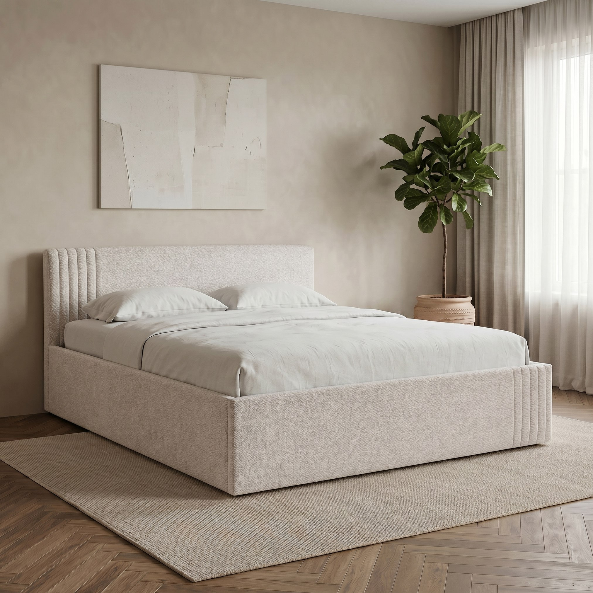 Movo Bellagio Upholstered Hydraulic Storage 4-Piece King Bedroom Set - 180x200 cm-hbxbedroom-bedsandbedsets-bedroomsets-king-image-2
