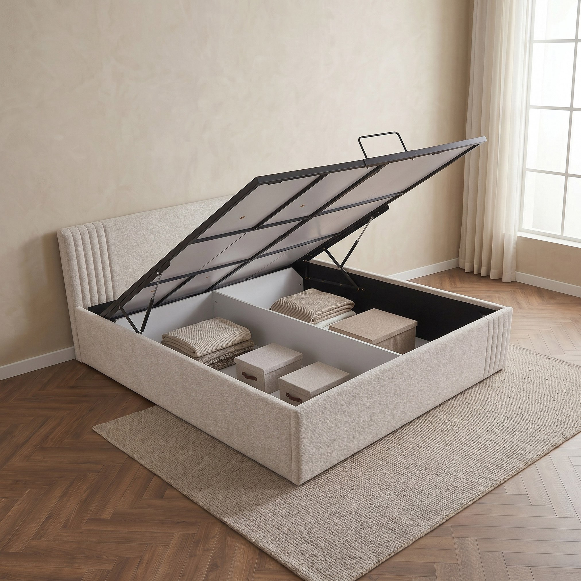 Movo Bellagio Upholstered Hydraulic Storage 4-Piece King Bedroom Set - 180x200 cm-hbxbedroom-bedsandbedsets-bedroomsets-king-image-5