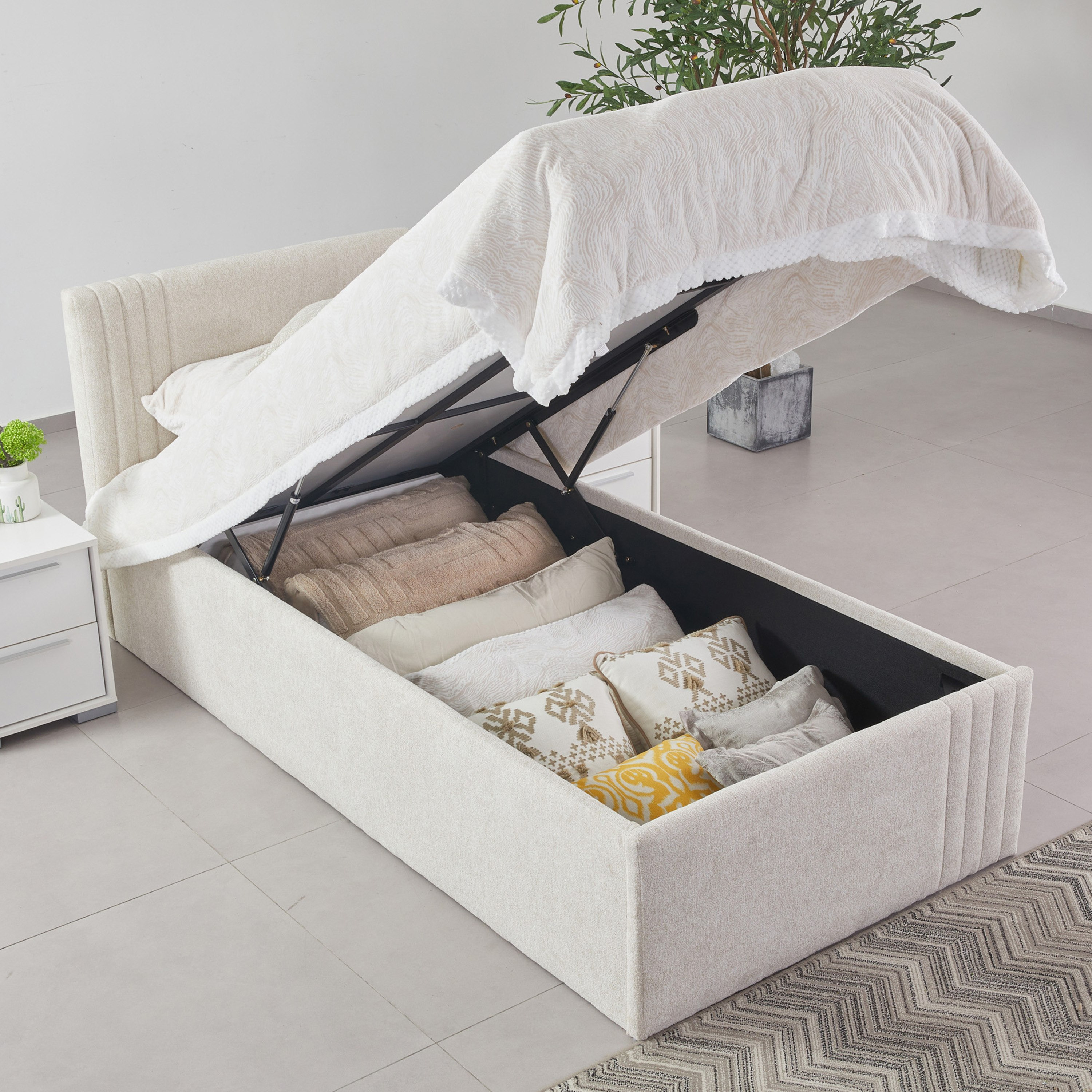 Frankfurt NXT Upholstered Hydraulic Storage Bed - 90x200 cm-hbxkidsandyouth-bedsandbedsets-beds-single-image-3