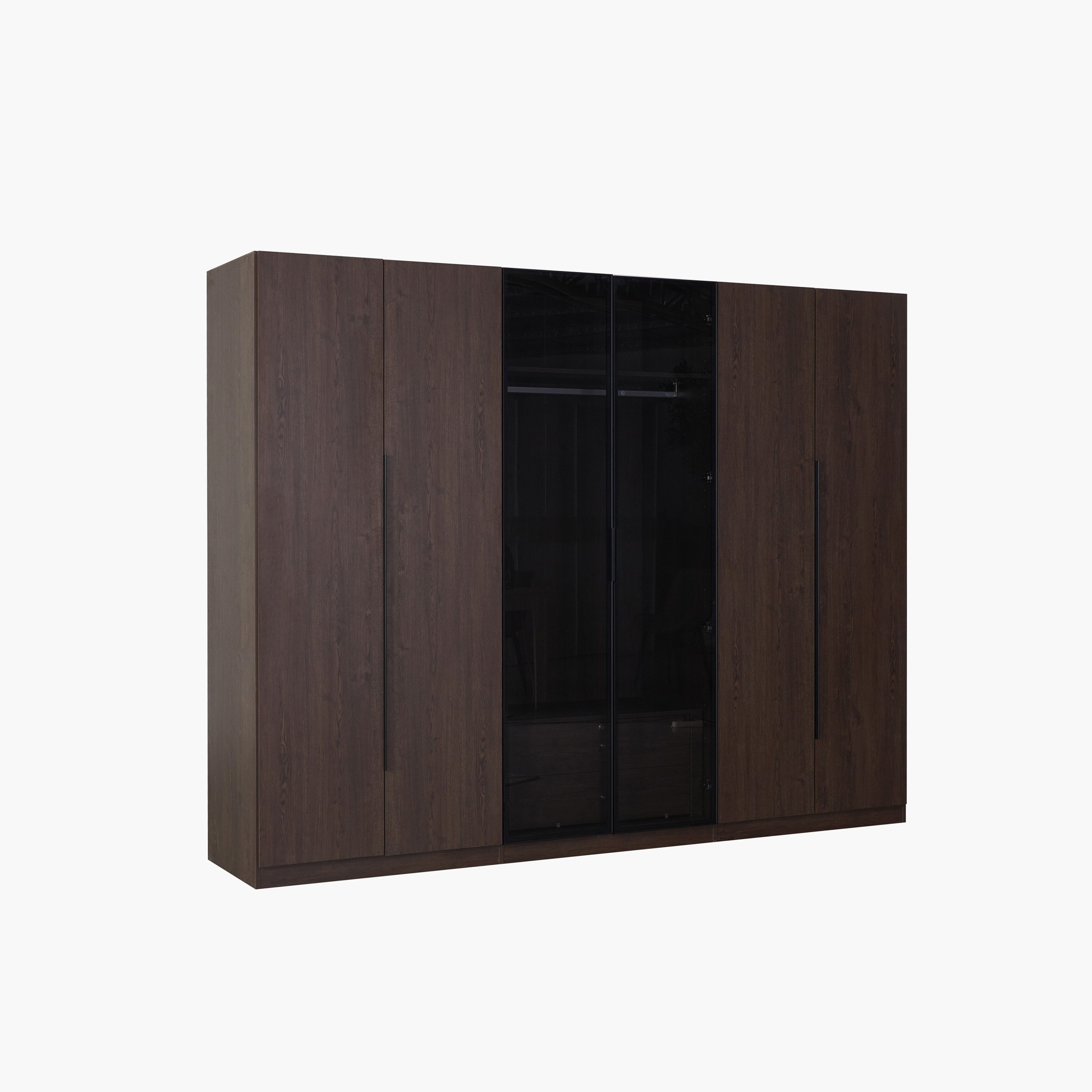 خزانة ملابس ذكية 6 أبواب بزجاج شفاف ودرجين من لومباردي-hbxfurniture-wardrobes-image-4