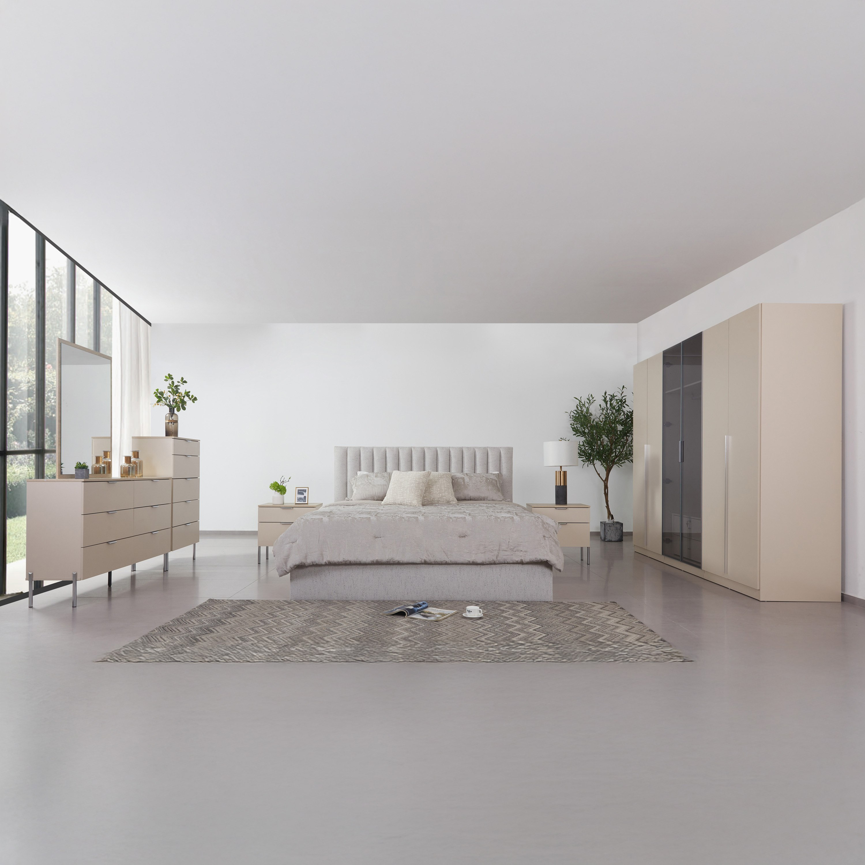 Teverina Smart 6-Door Transparent Glass Wardrobe with 2 Drawers-hbxfurniture-wardrobes-image-11