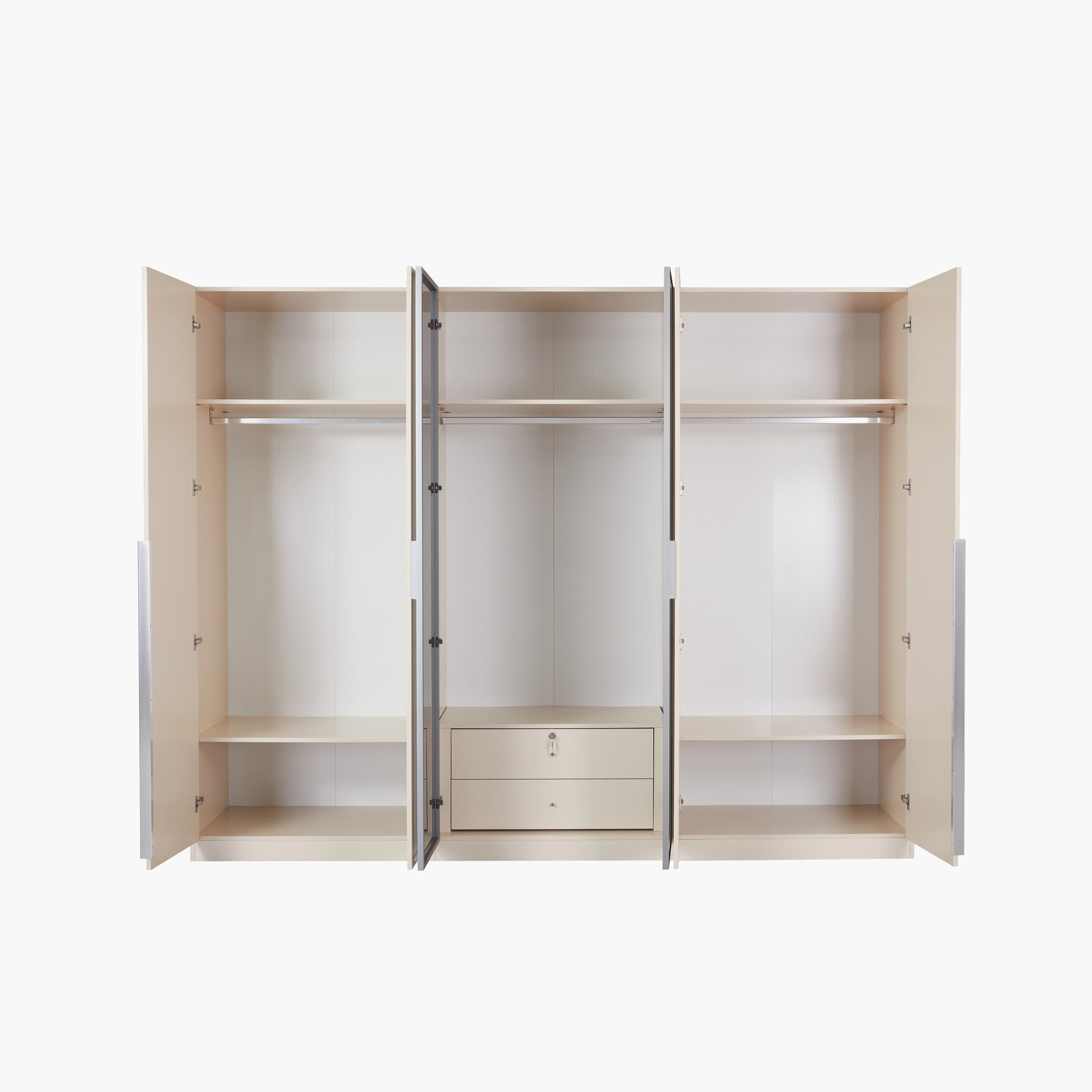 Teverina Smart 6-Door Transparent Glass Wardrobe with 2 Drawers-hbxfurniture-wardrobes-image-5