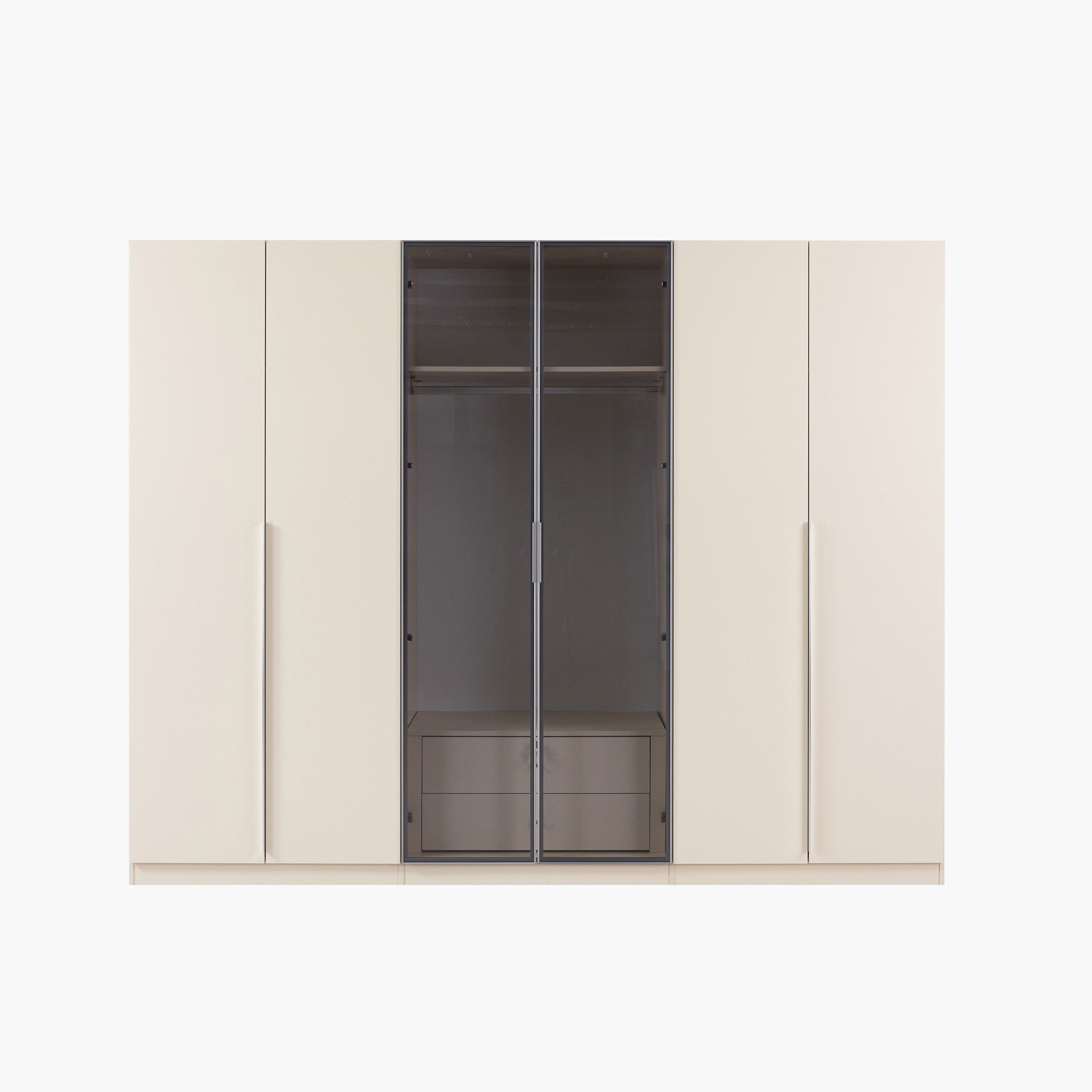 Teverina Smart 6-Door Transparent Glass Wardrobe with 2 Drawers-hbxfurniture-wardrobes-image-6