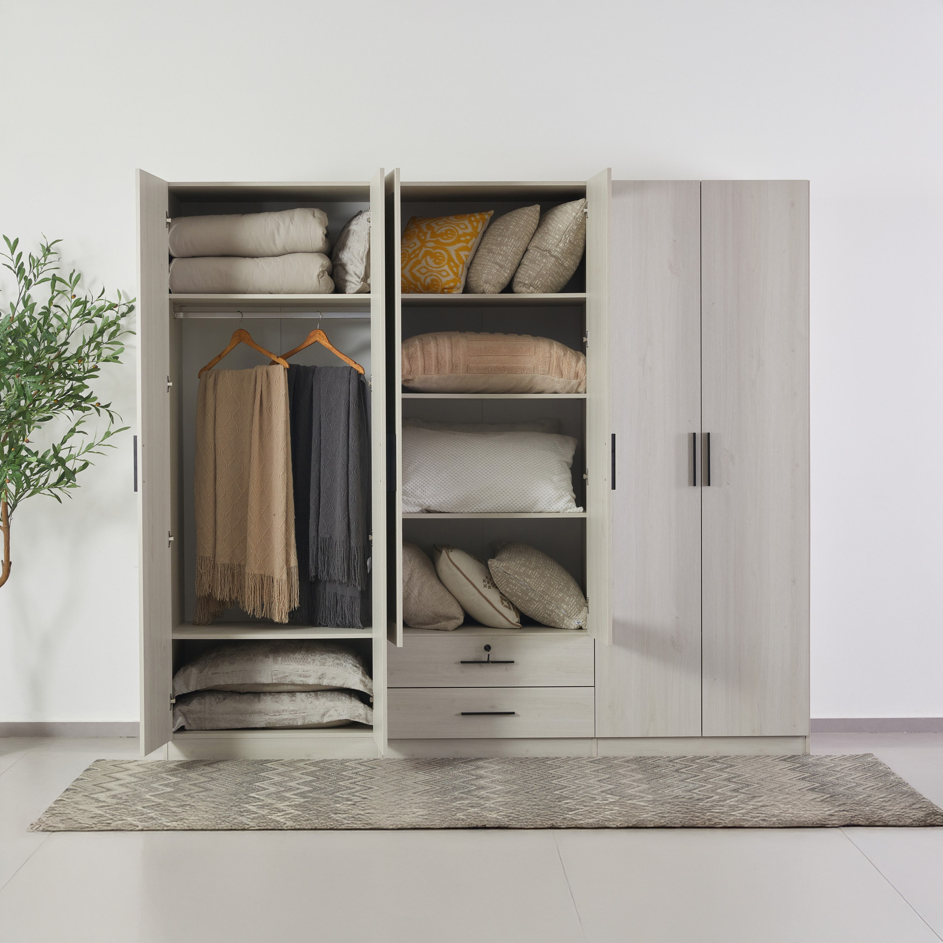 Movo Bellagio 6-Door Wardrobe with 2 Drawers and Mirrors-hbxfurniture-wardrobes-image-1