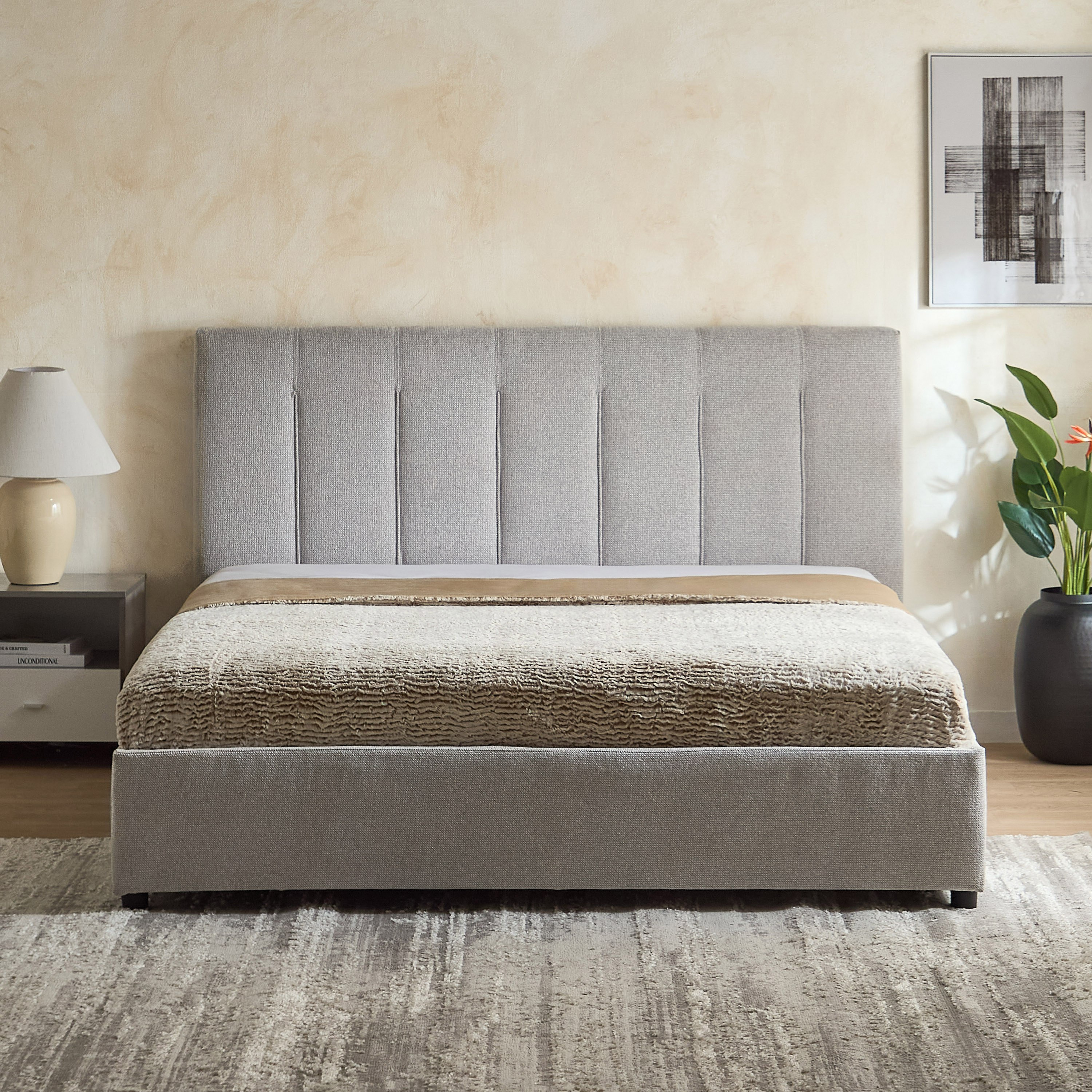 Movo Patara Ozon Upholstered Queen Bed - 160x200 cm-hbxbedroom-bedsandbedsets-beds-queen-image-2