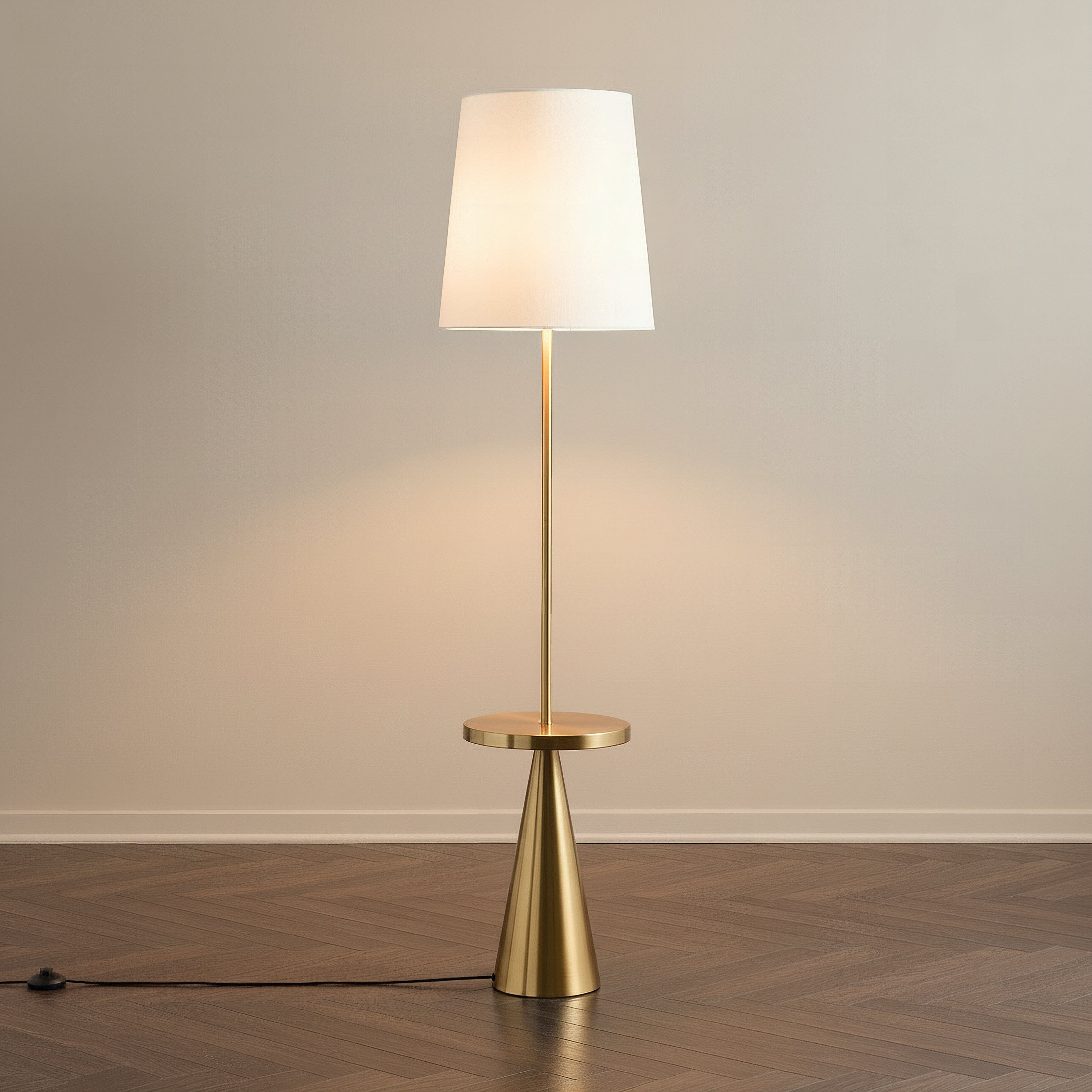 مصباح أرضية معدن مع طاولة جانبية وغطاء كتان من بيرمير - 30x158 سم-hbxhomeware-hbxlivingroom-image-2