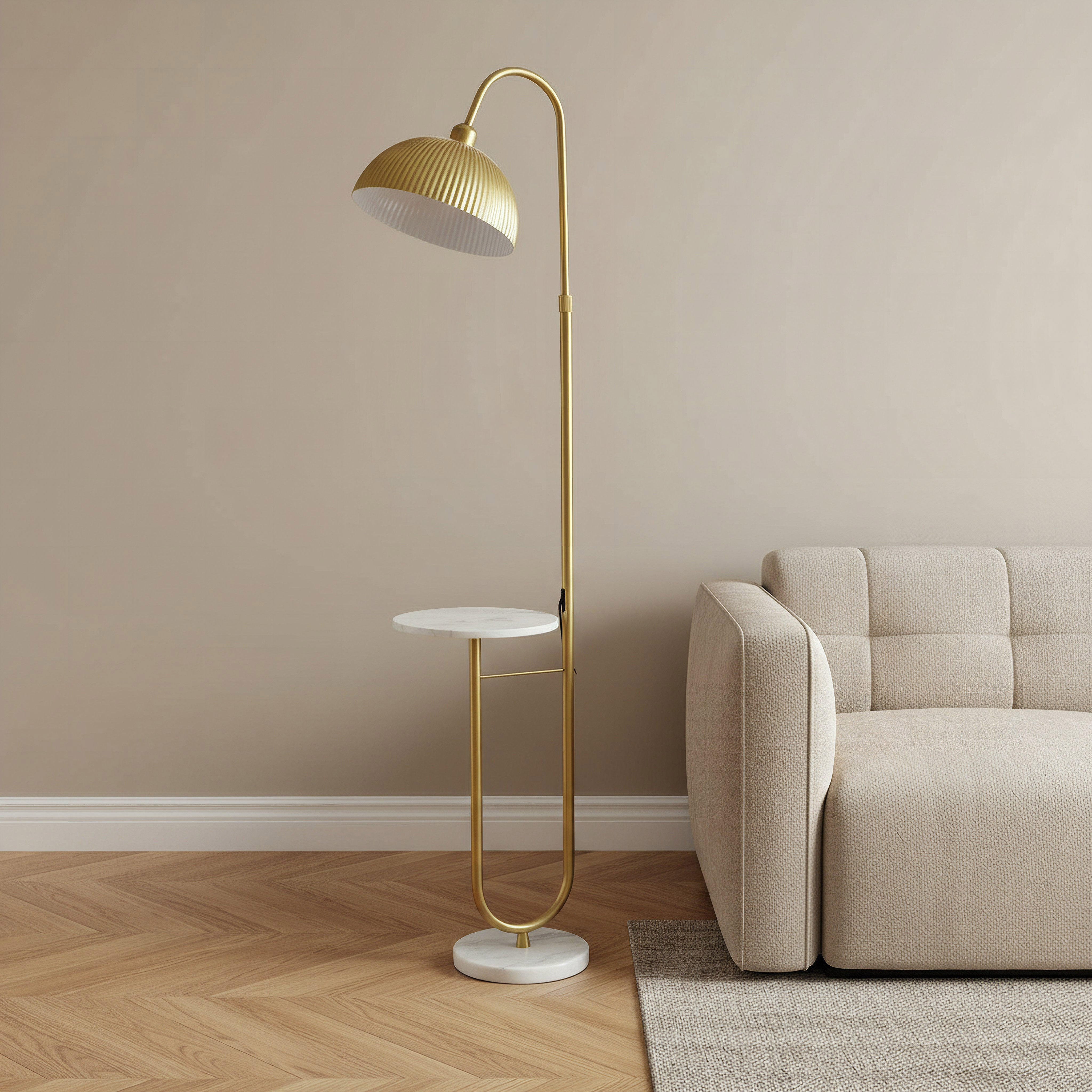 Buy Bremer Metal Floor Lamp with Marble Top Side Table - 35x165 cm ...