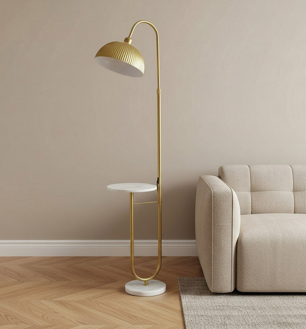 Buy Bremer Metal Floor Lamp with Marble Top Side Table - 35x165 cm ...