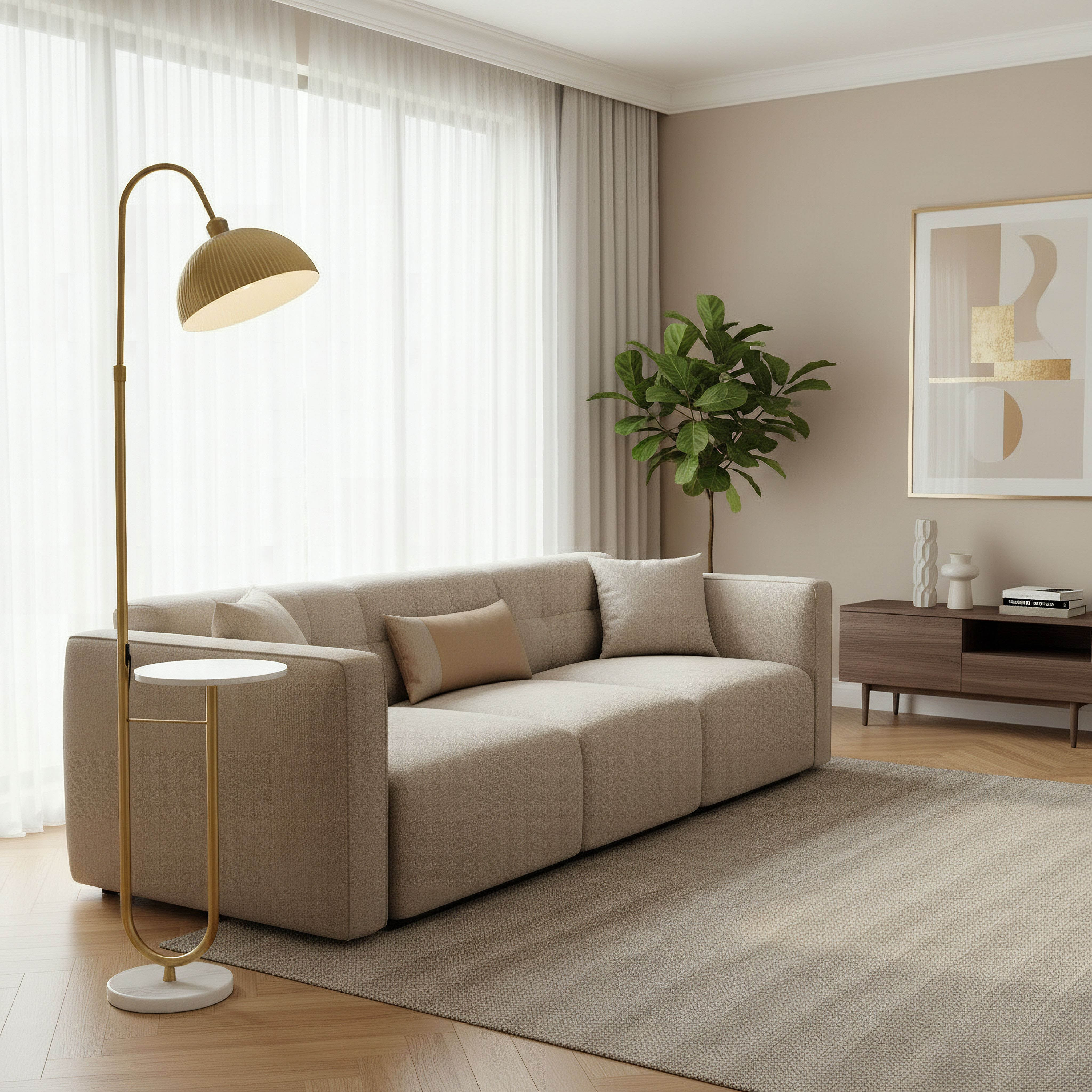 Bremer Metal Floor Lamp with Marble Top Side Table - 35x165 cm-hbxhomeware-hbxlivingroom-image-5