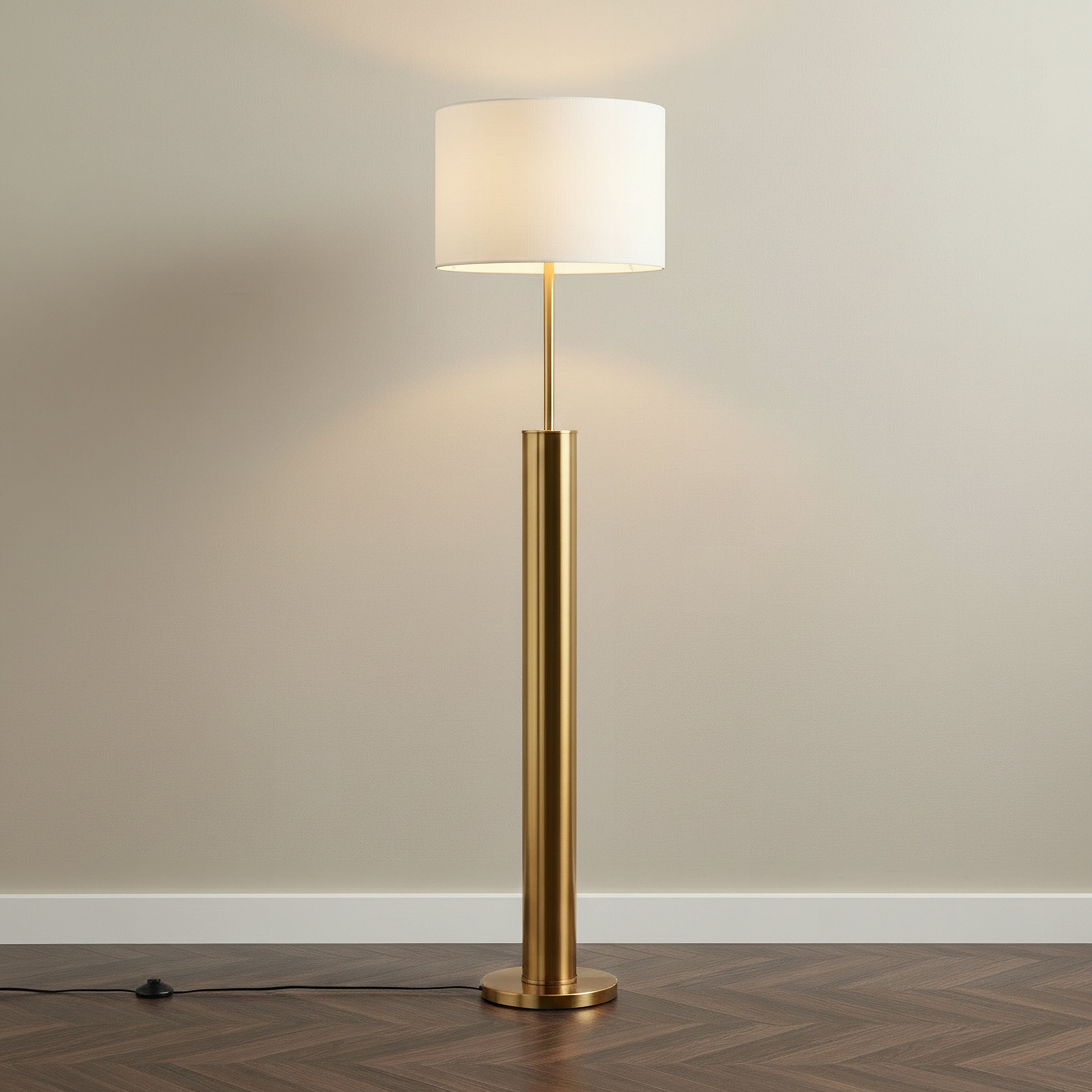 مصباح أرضي معدن بقاعدة متينة وغطاء كتان من بريمر - 40x159 سم-hbxhomeware-hbxlivingroom-image-2