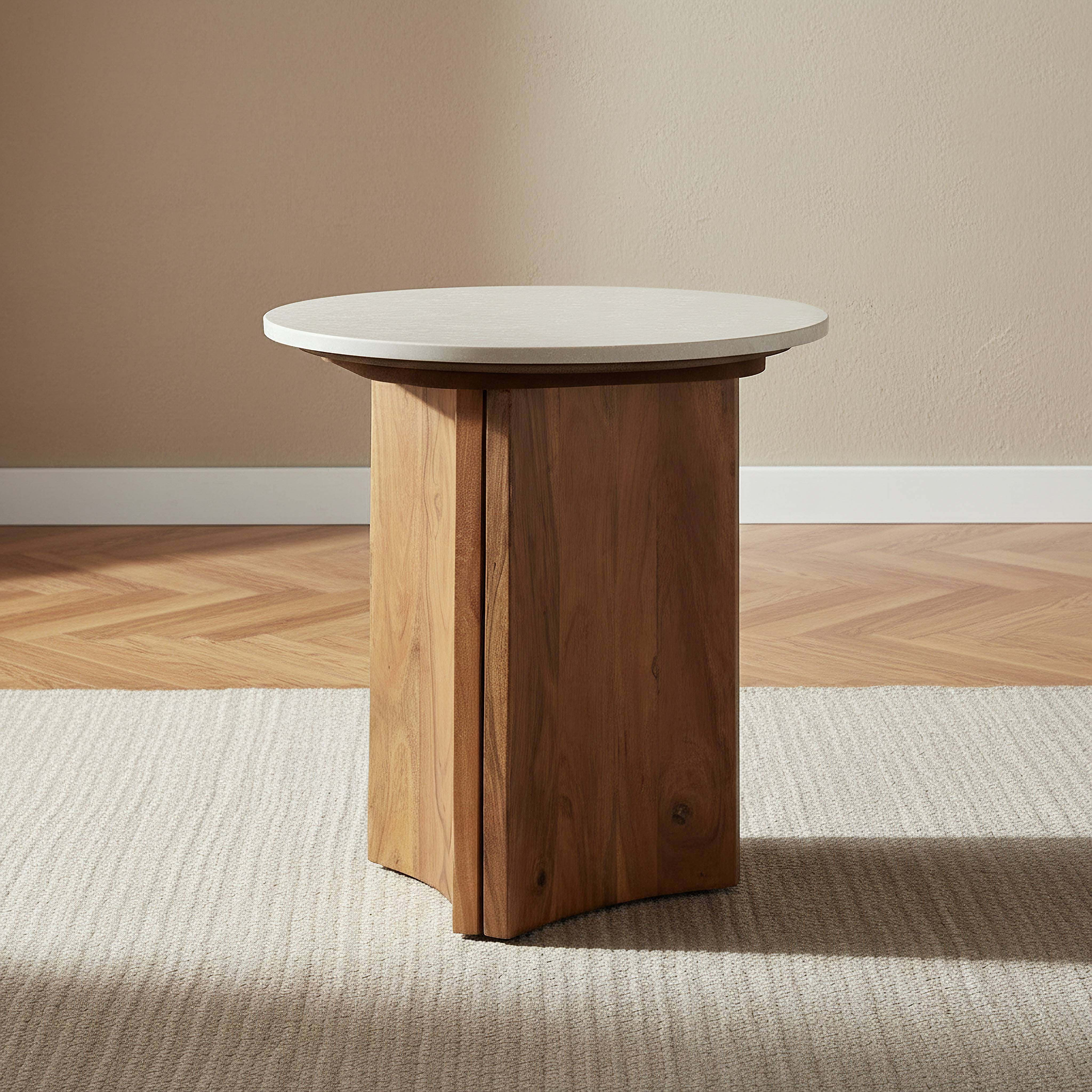 Cavon Orion Genuine Marble Top End Table with Solid Wood Base-hbxfurniture-livingroom-endtables-image-1