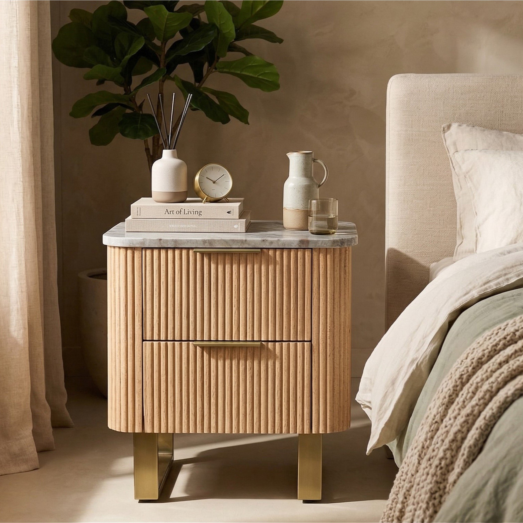 Cavon Fabio 2-Drawer Solid Wood Nightstand with Genuine Marble Top-PROMO_HB_UAE_HBX10_250526-image-1