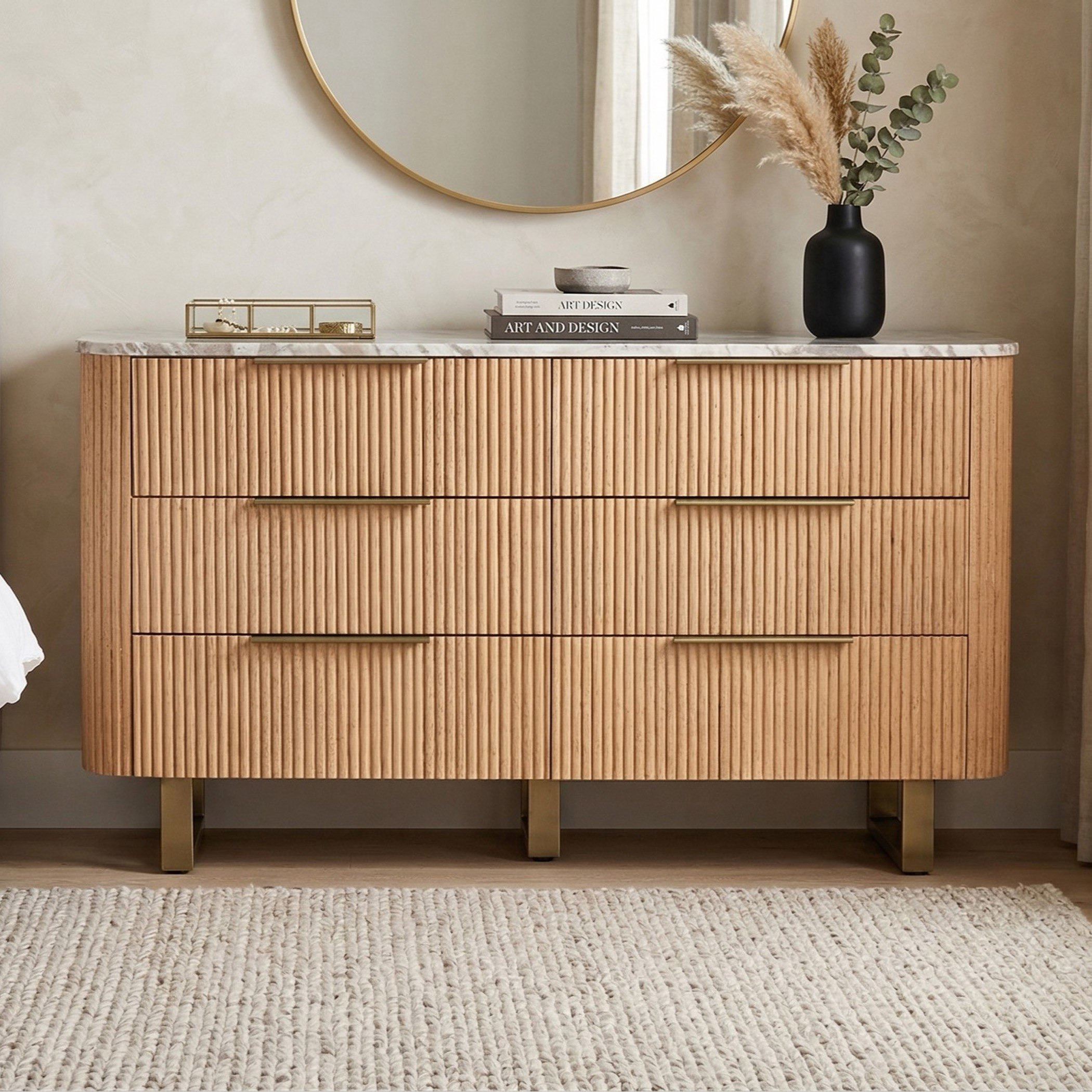 Cavon Fabio 6-Drawer Genuine Marble Top Solid Wood Dresser without Mirror-PROMO_HB_UAE_THRESHOLD_Furniture_020426-image-1