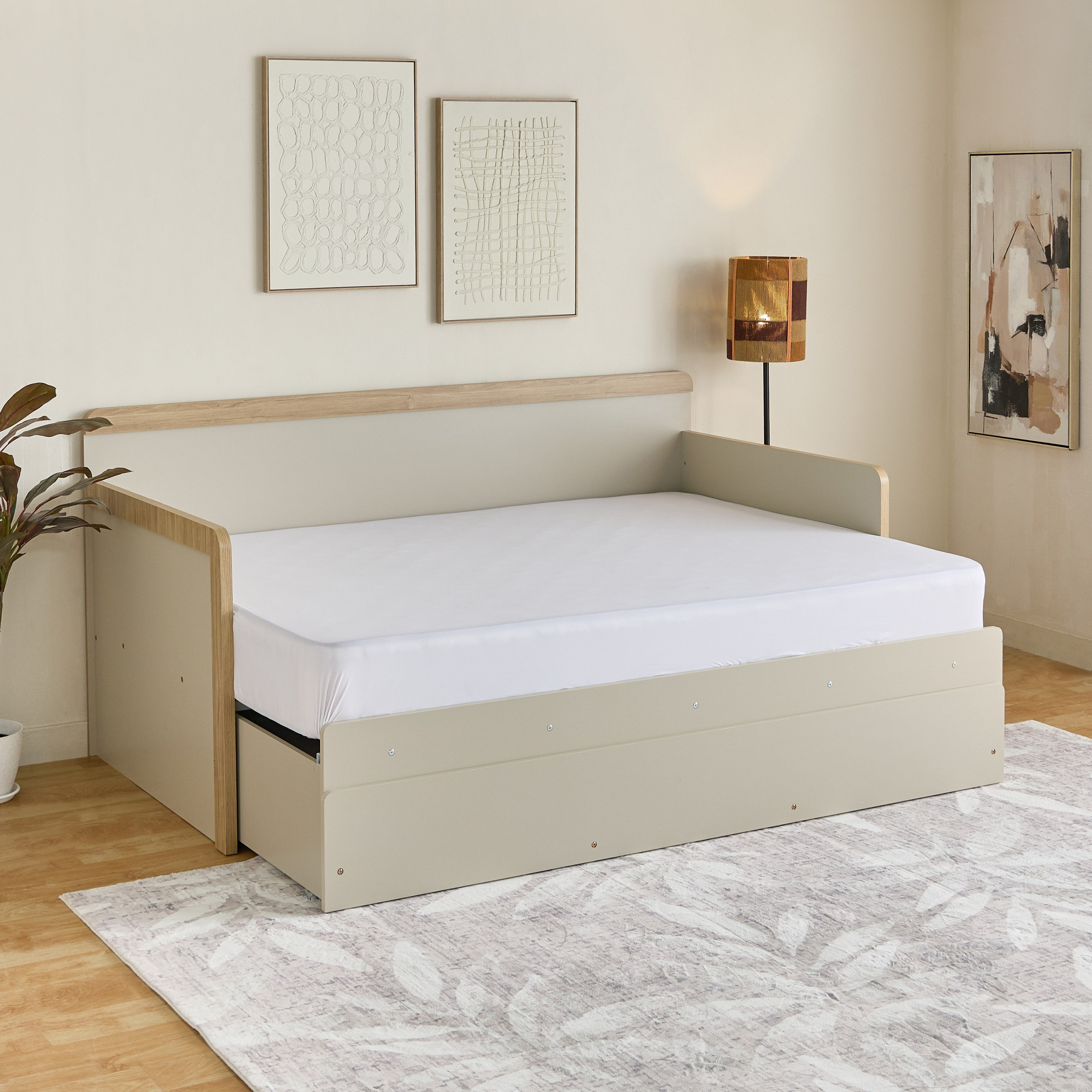 Movo Vasto Extendable Day Bed with Pullout and Drawer - 90-180x200 cm and 90x190 cm-hbxfurniture-bedsandbedsets-daybeds-image-2