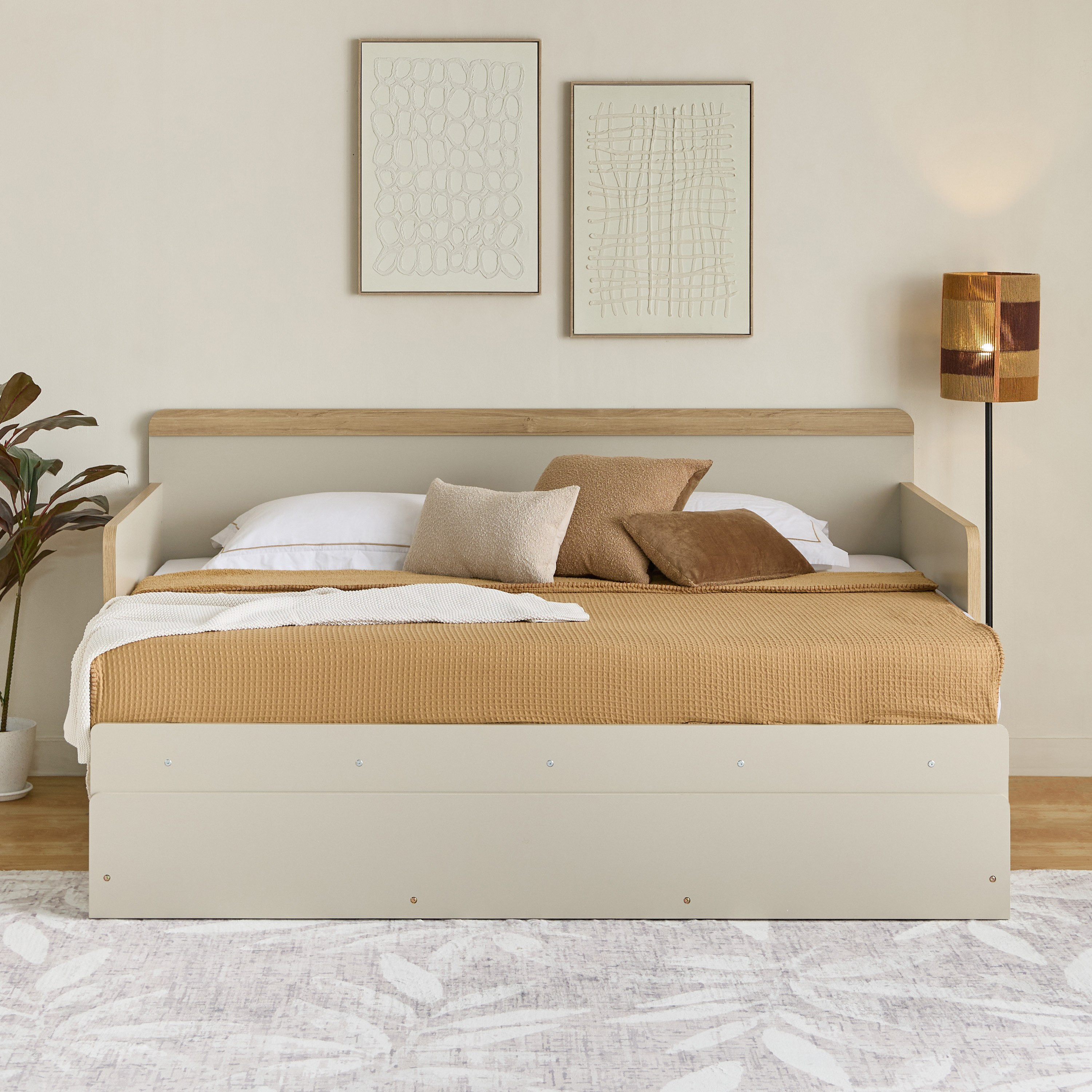 Movo Vasto Extendable Day Bed with Pullout and Drawer - 90-180x200 cm and 90x190 cm-hbxfurniture-bedsandbedsets-daybeds-image-5