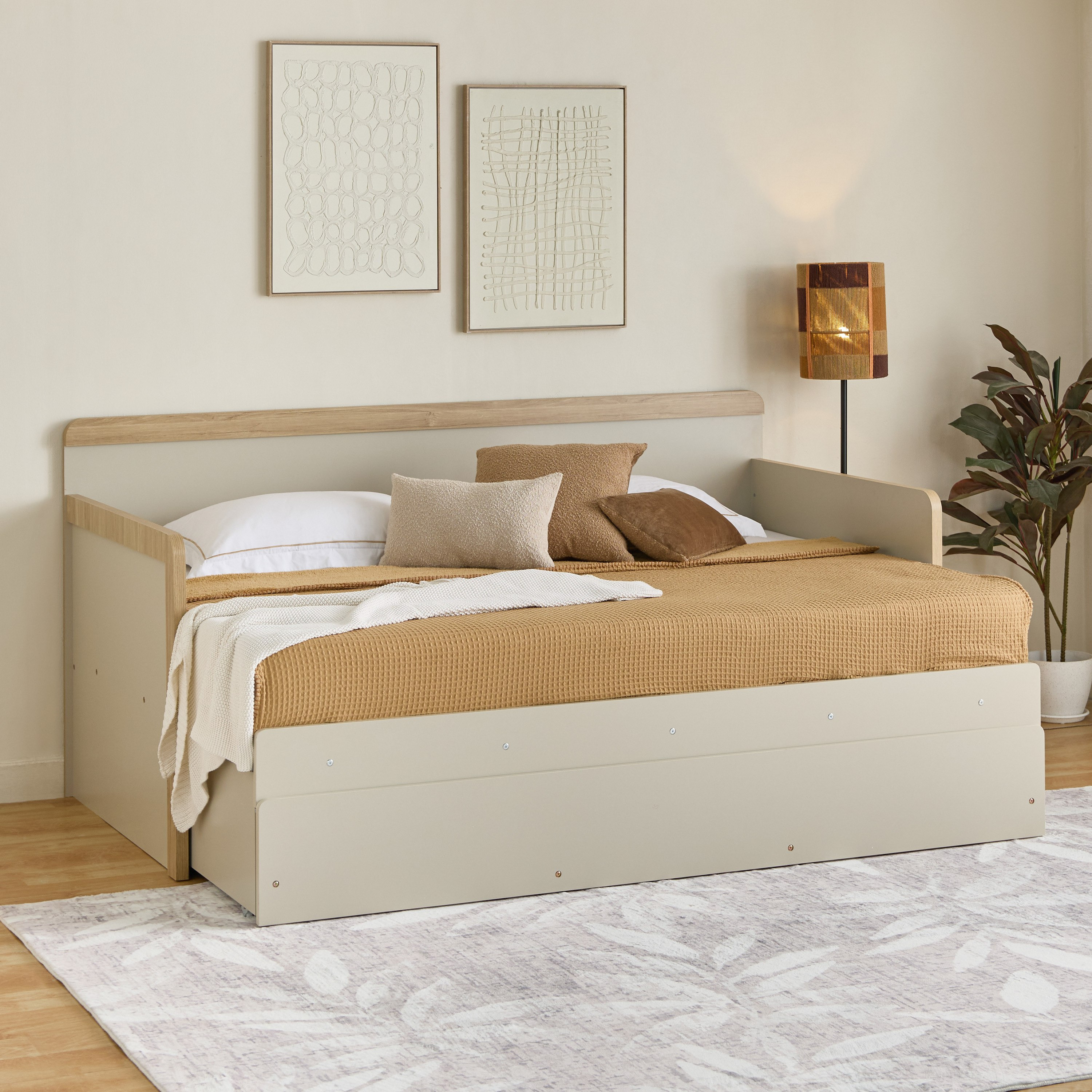 Movo Vasto Extendable Day Bed with Pullout and Drawer - 90-180x200 cm and 90x190 cm-hbxfurniture-bedsandbedsets-daybeds-image-6