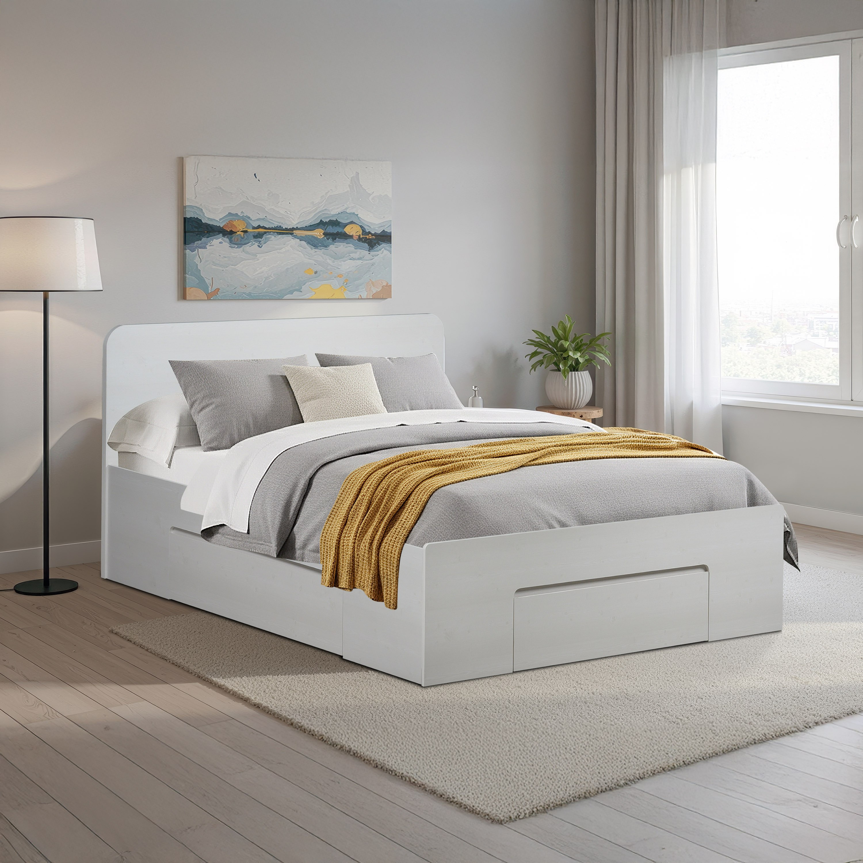 Movo Cervo Queen Bed with 3 Drawers - 160x200 cm-hbxbedroom-bedsandbedsets-beds-queen-image-1