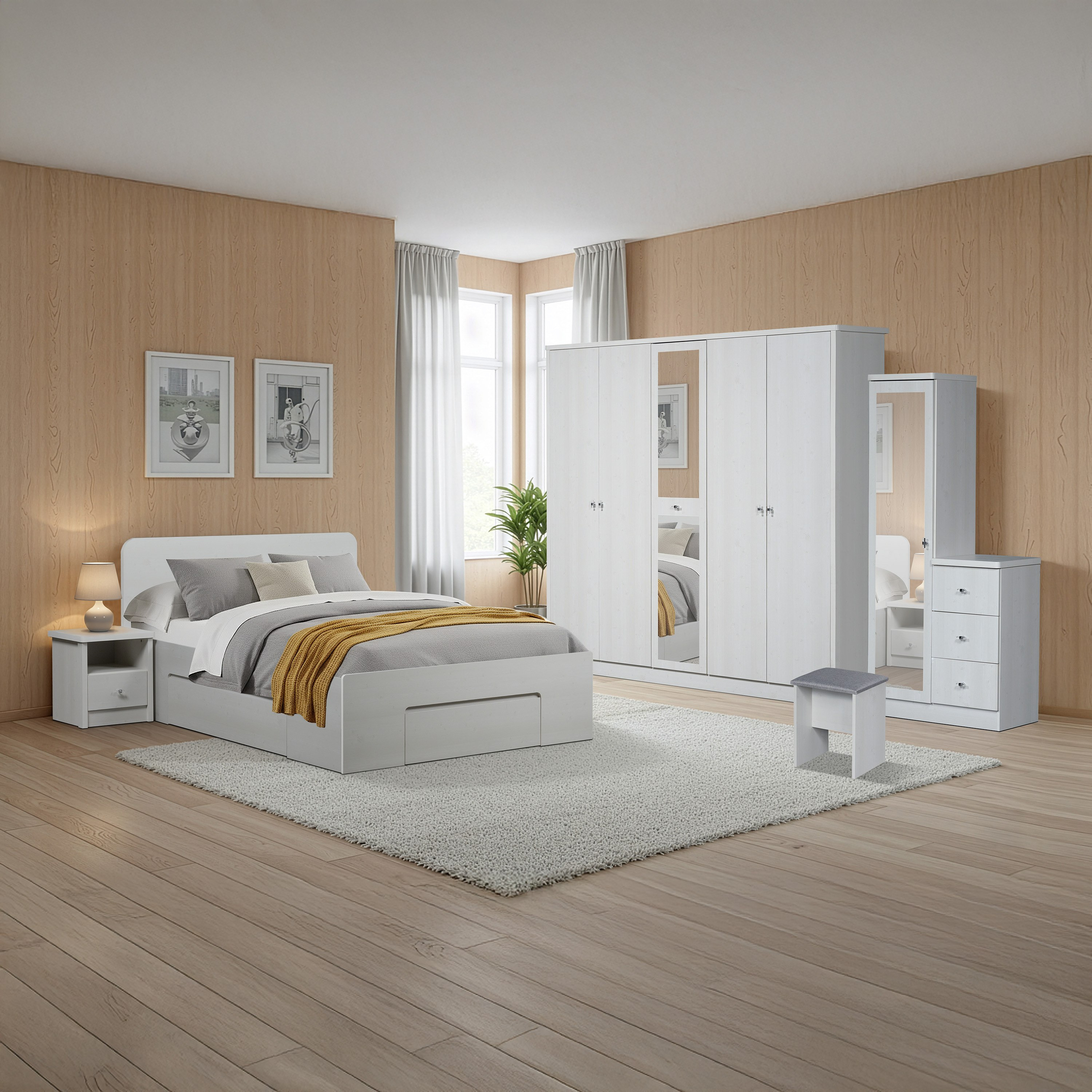 Movo Cervo Queen Bed with 3 Drawers - 160x200 cm-hbxbedroom-bedsandbedsets-beds-queen-image-14