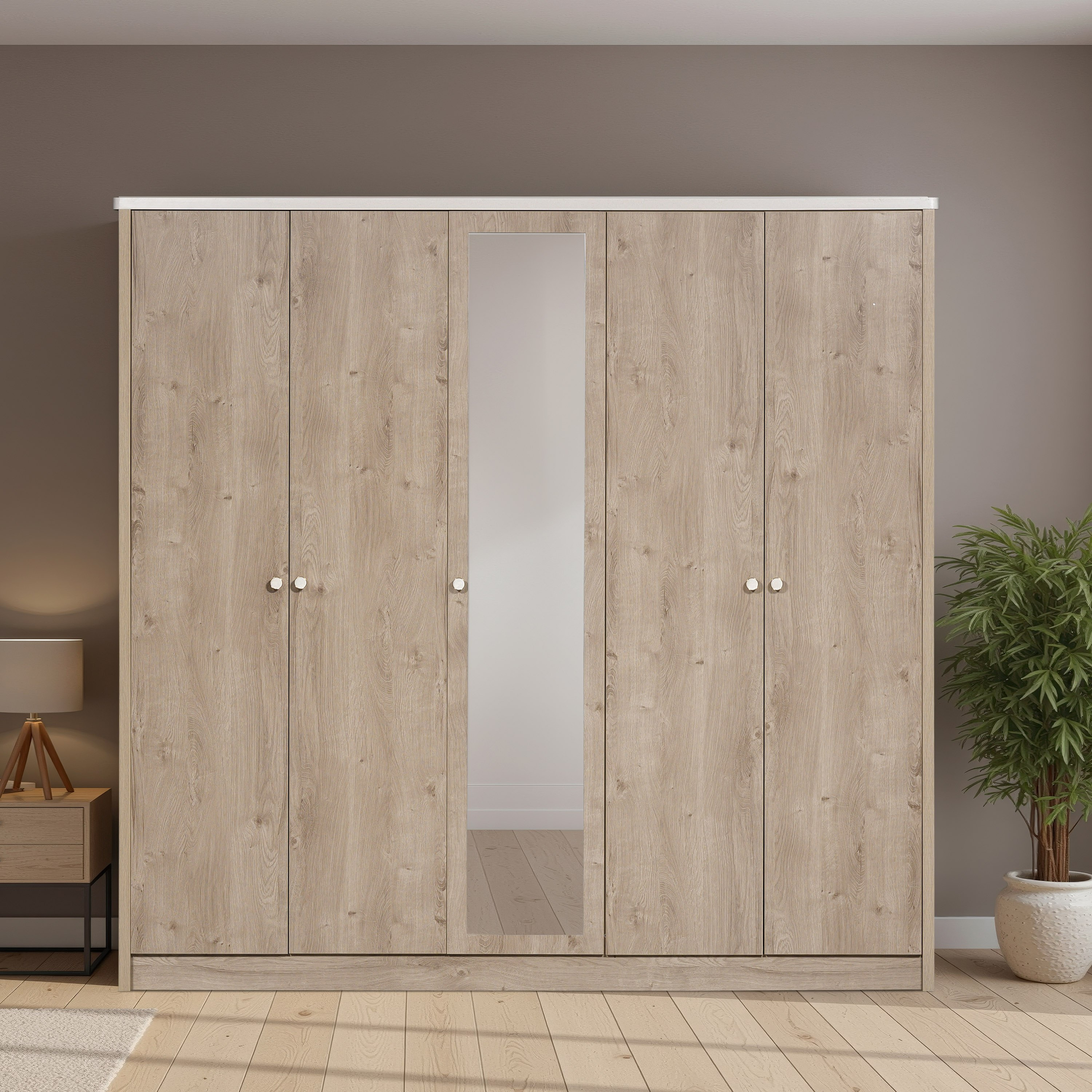 خزانة ملابس 5 أبواب مع مرآة كريسنت إن إكس تي من موفو-hbxfurniture-wardrobes-image-1