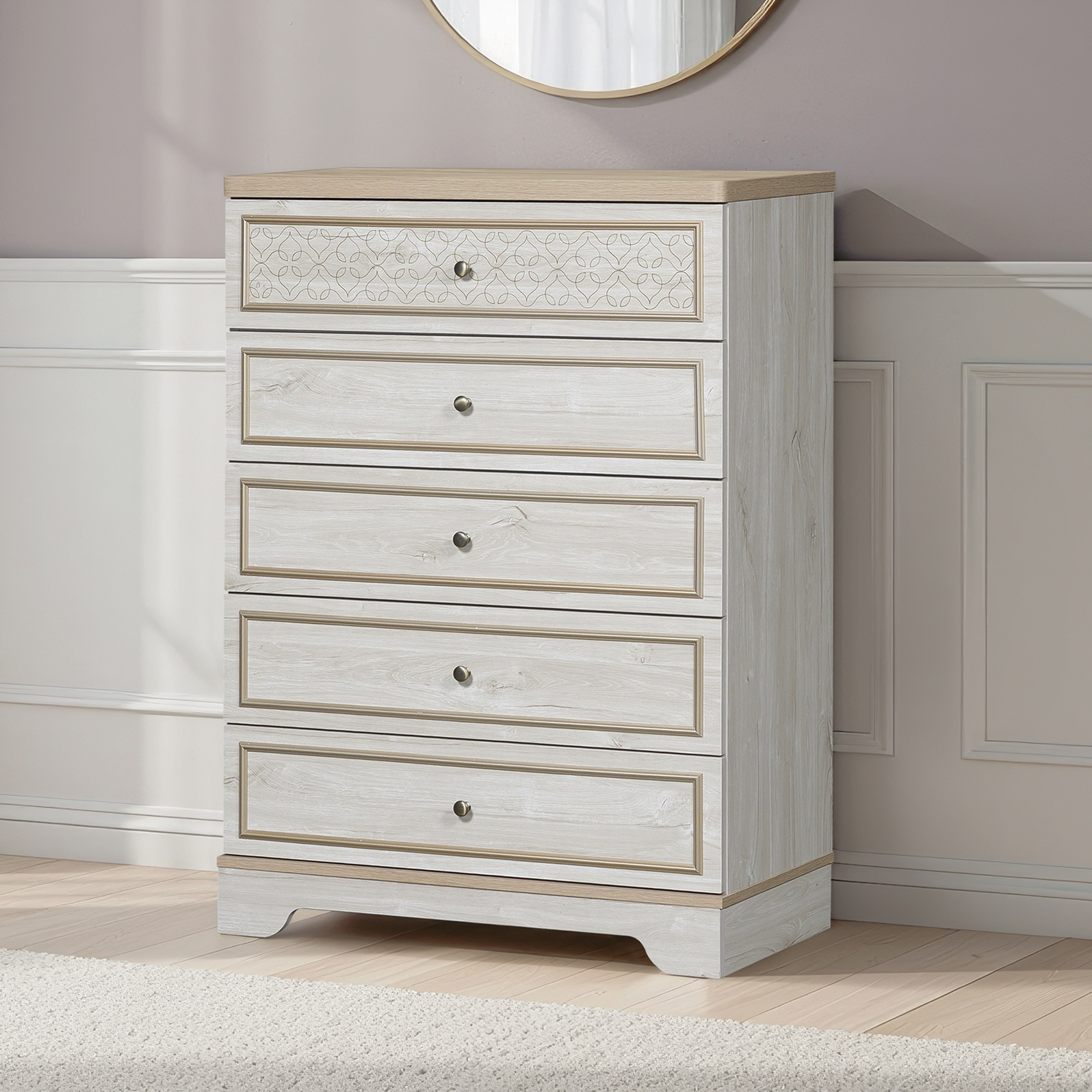 وحدة 5 أدراج - جلورينزا-hbxfurniture-dressersandchests-chestofdrawers-image-1
