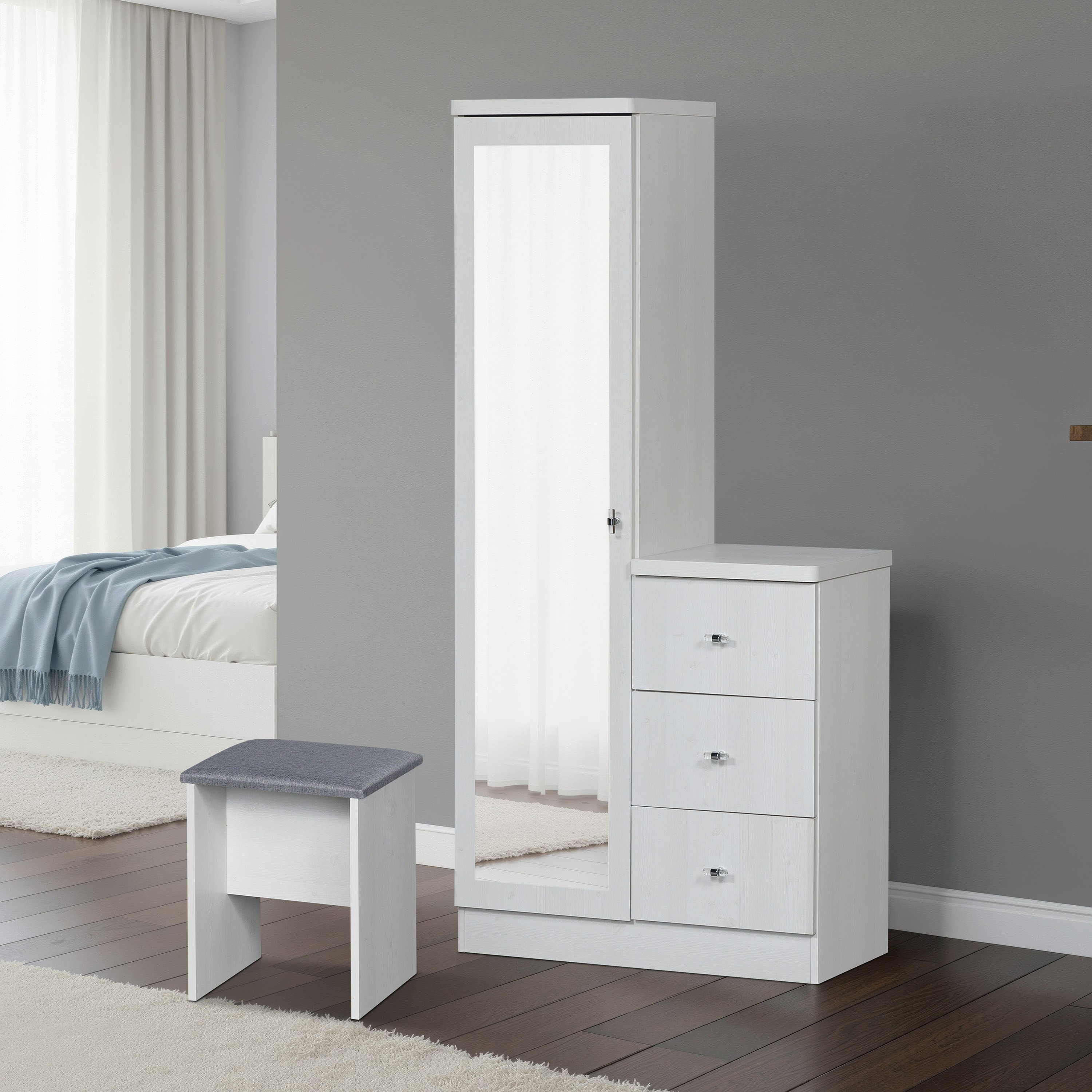 Movo Cervo Dresser with Mirror and Cushion Stool-hbxfurniture-bedroom-dressersandmirrors-image-1