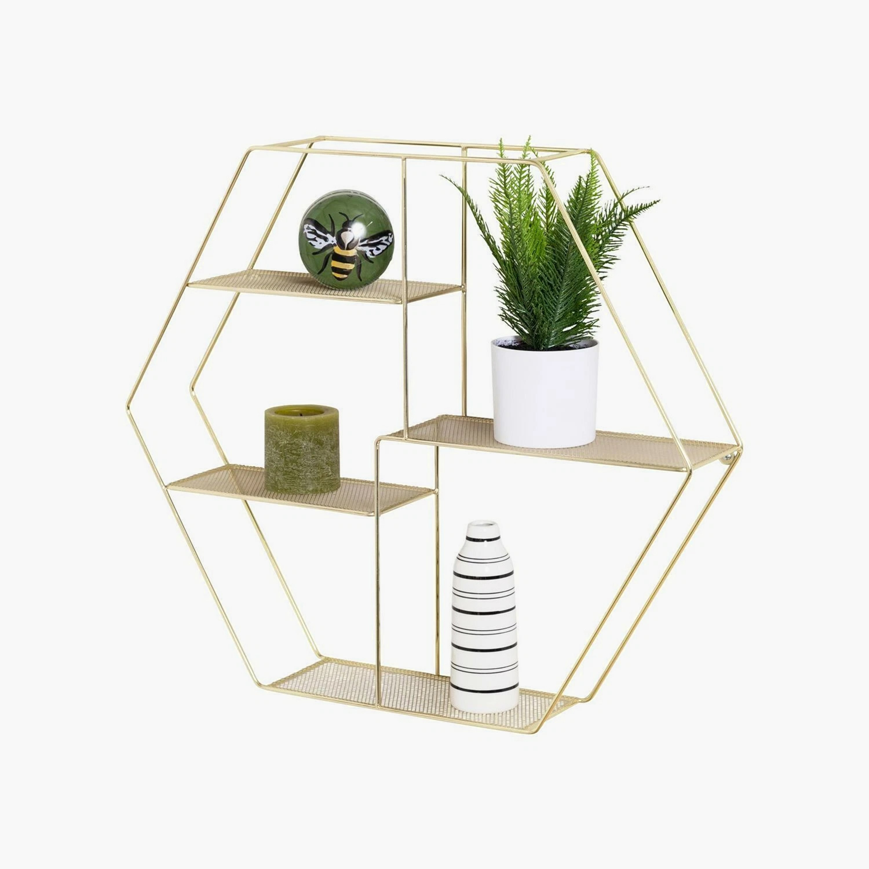 Sera Hexagon 3-Tier Wall Shelf - 53x12x61 cm-hbxfurniture-mediaunitsandstorage-wallshelves-image-2