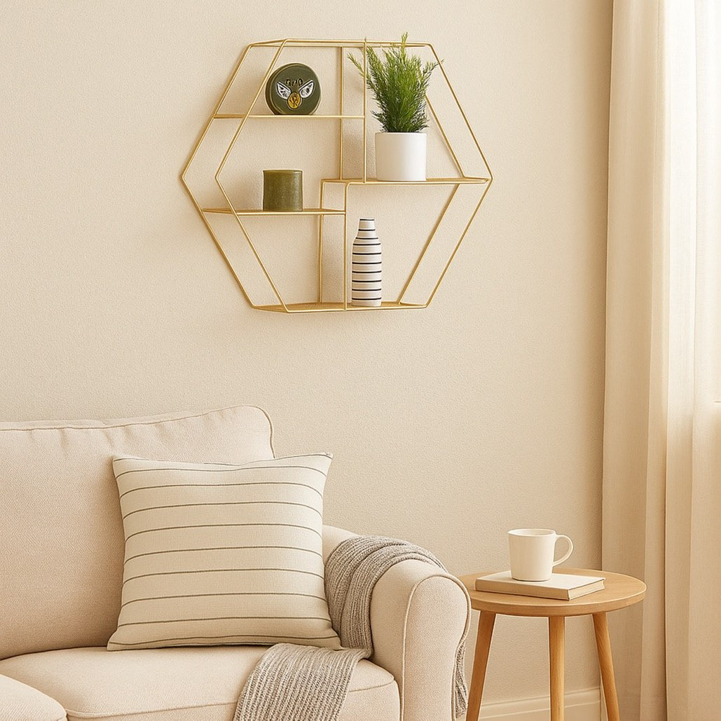 Sera Hexagon 3-Tier Wall Shelf - 53x12x61 cm-hbxfurniture-mediaunitsandstorage-wallshelves-image-8