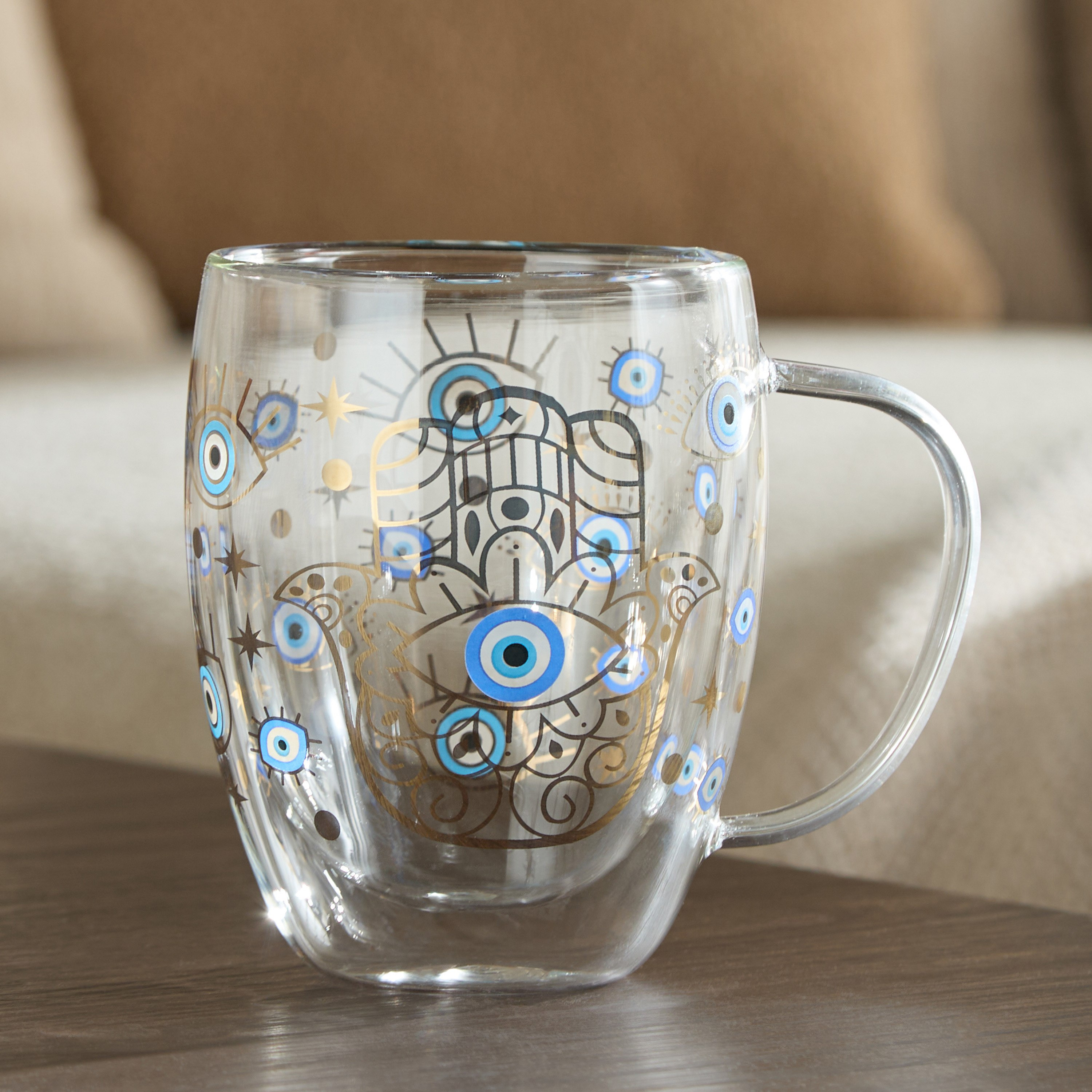 Zen Borosilicate Glass 2-Piece Evil Eye Double Wall Glass Set - 350 ml-hbxdecorandfurnishings-tabletop-glassware-image-5
