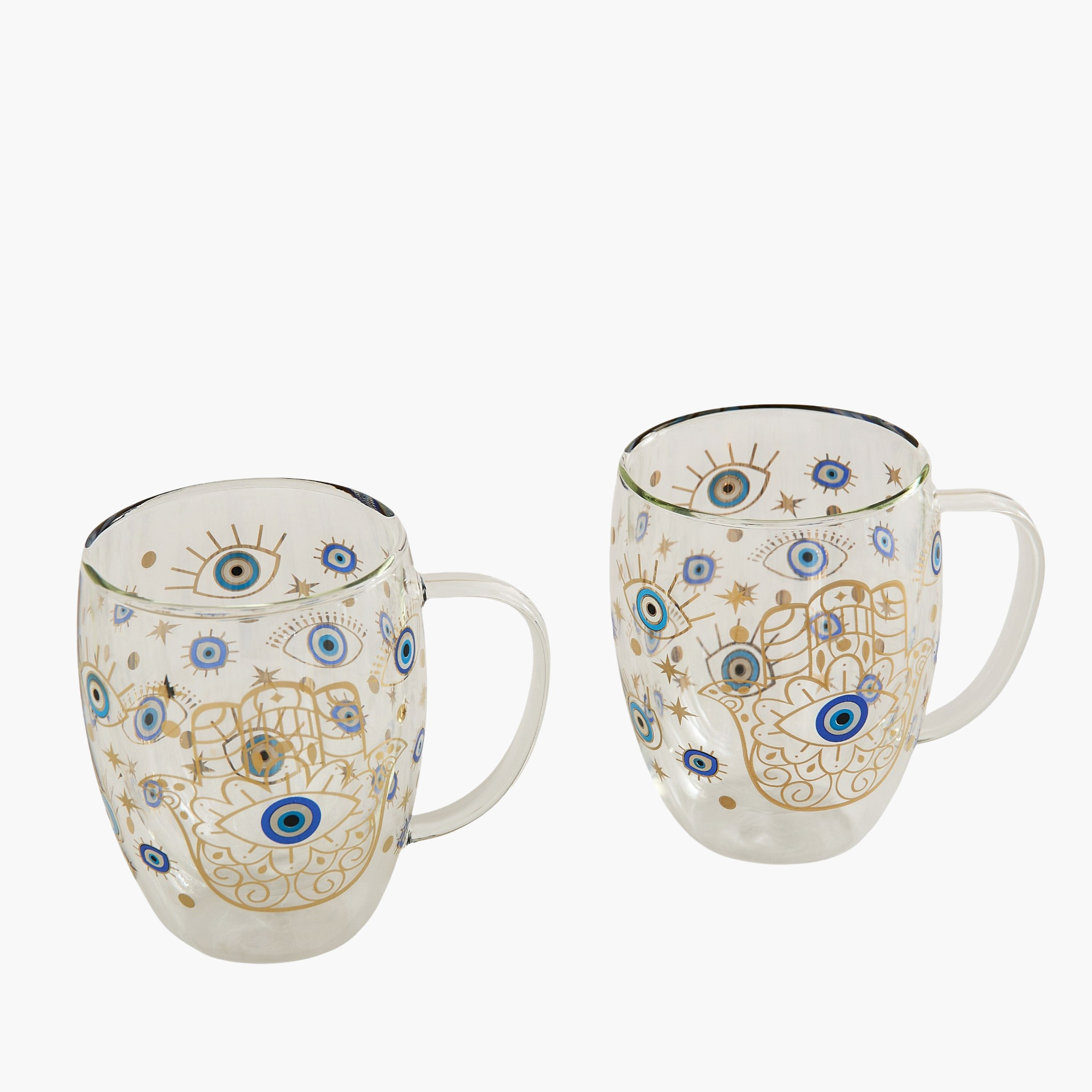 Zen Borosilicate Glass 2-Piece Evil Eye Double Wall Glass Set - 350 ml-hbxdecorandfurnishings-tabletop-glassware-image-9