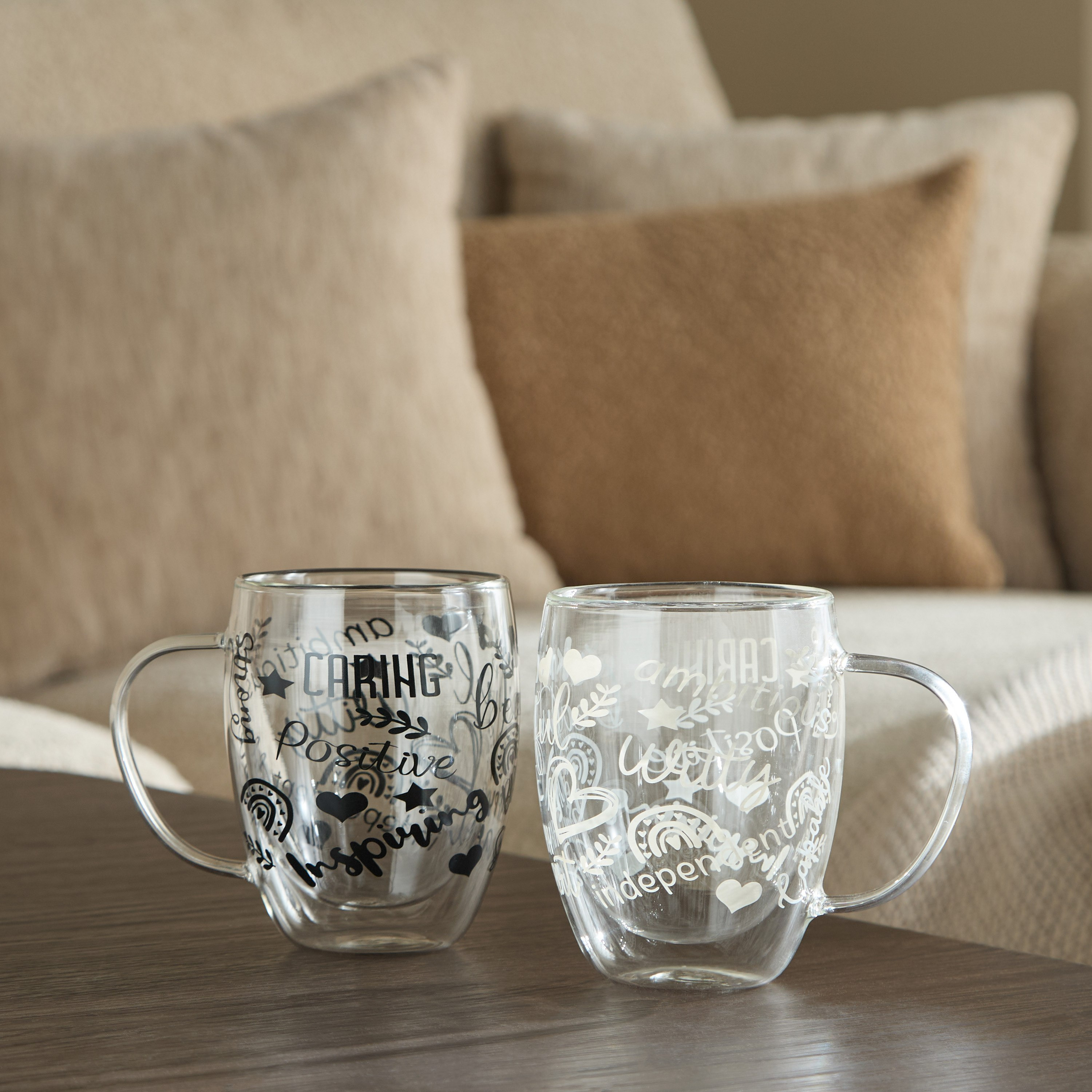طقم مجات من زجاج البورسليكات قطعتين بجدار مزدوج وطبعات من زين - 350 مل-hbxdecorandfurnishings-tabletop-glassware-image-4