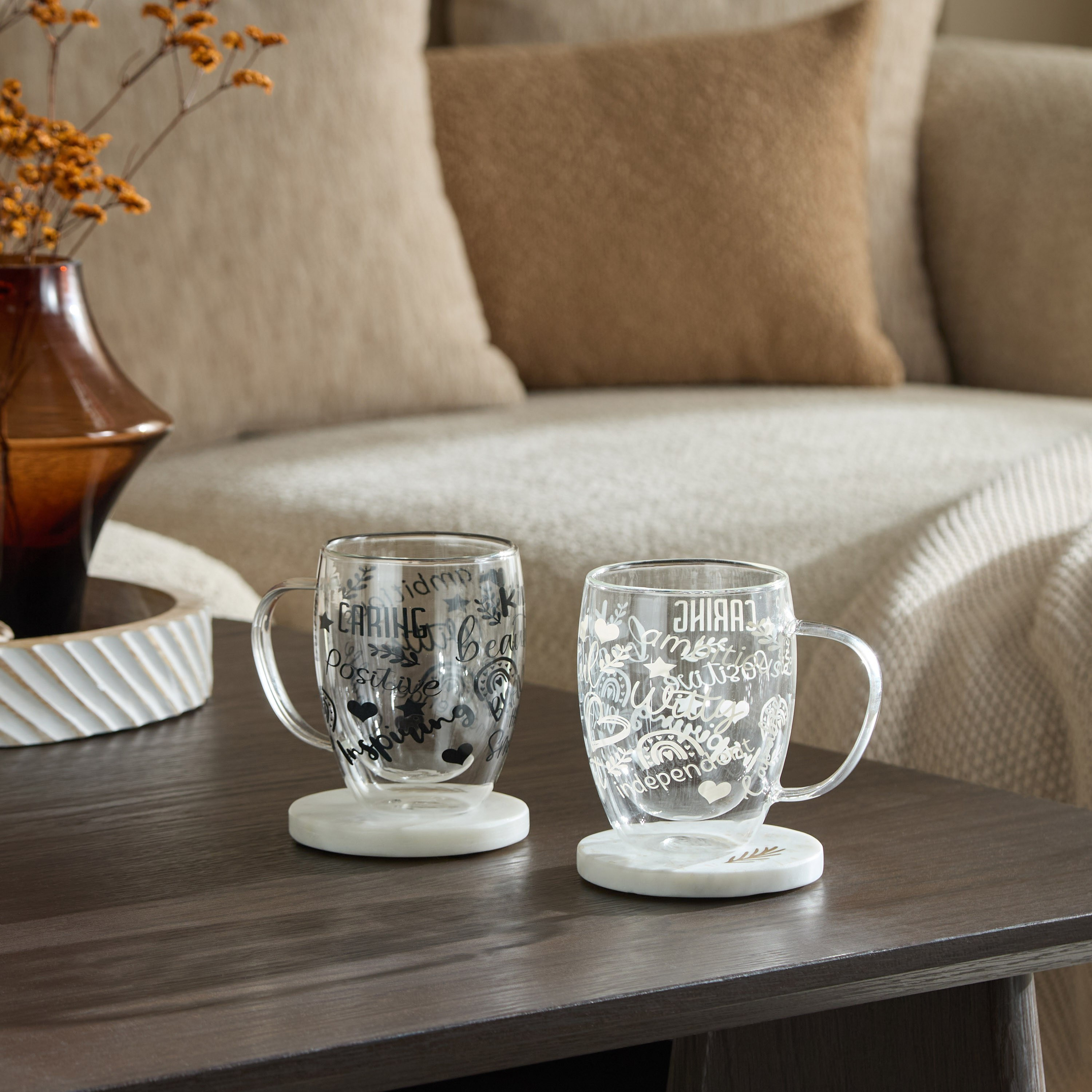 طقم مجات من زجاج البورسليكات قطعتين بجدار مزدوج وطبعات من زين - 350 مل-hbxdecorandfurnishings-tabletop-glassware-image-8