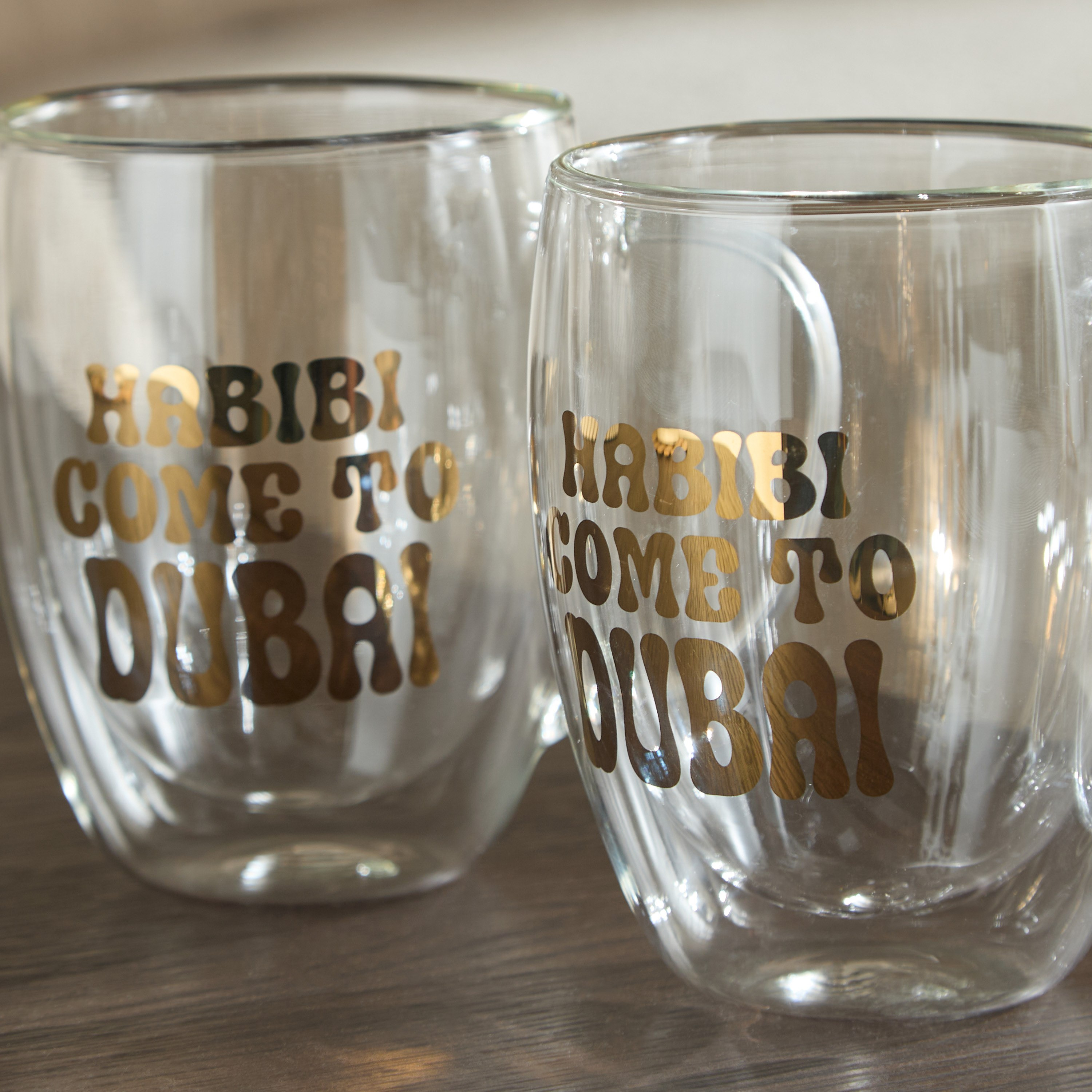 Zen Borosilicate Glass 2-Piece Habibi Come to Dubai Printed Double Wall Mug with Handle - 350 ml-hbxdecorandfurnishings-tabletop-glassware-image-7