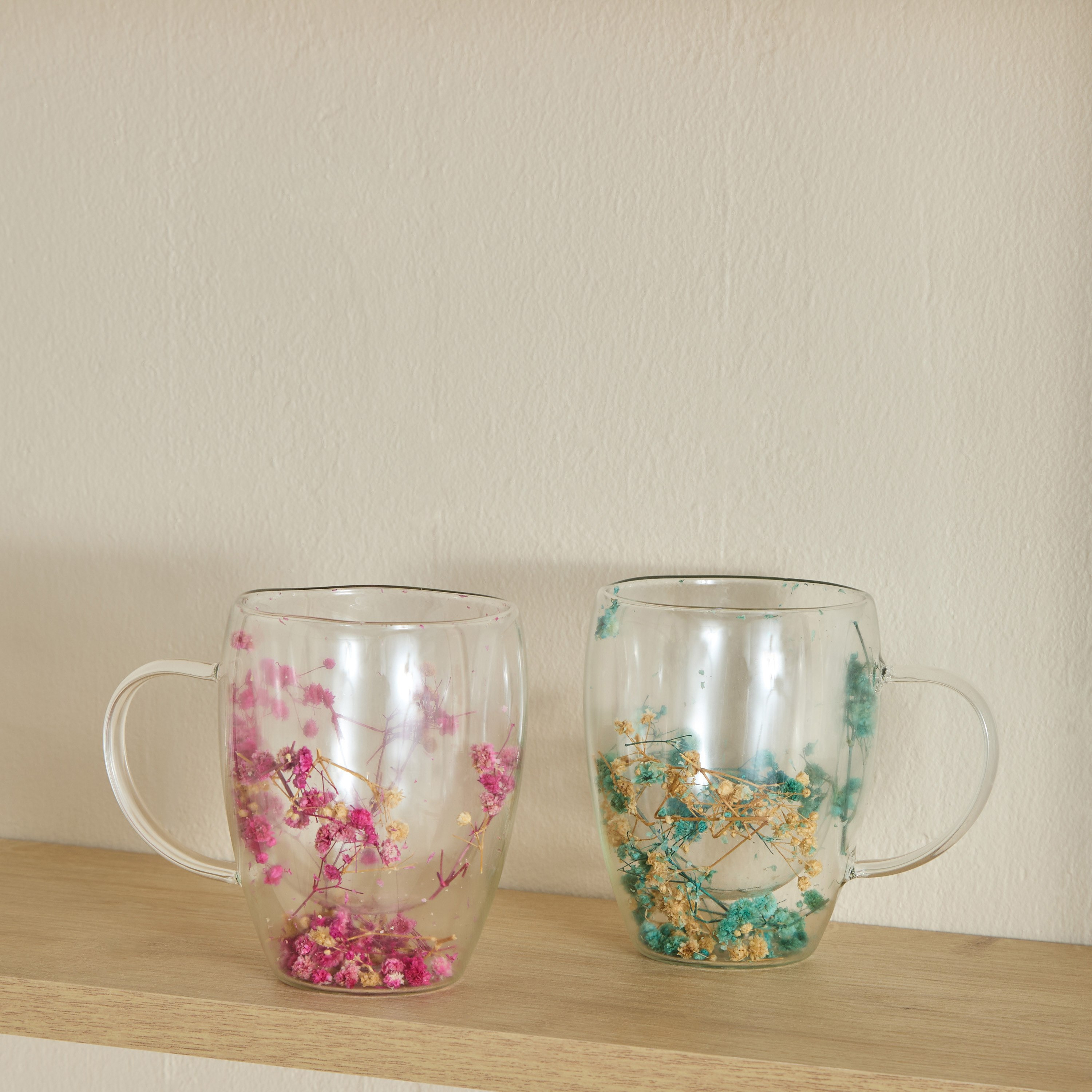 Zen Borosilicate Glass 2-Piece Double Wall Decorated Flower Coffee Cup Set - 350 ml-hbxdecorandfurnishings-tabletop-glassware-image-4