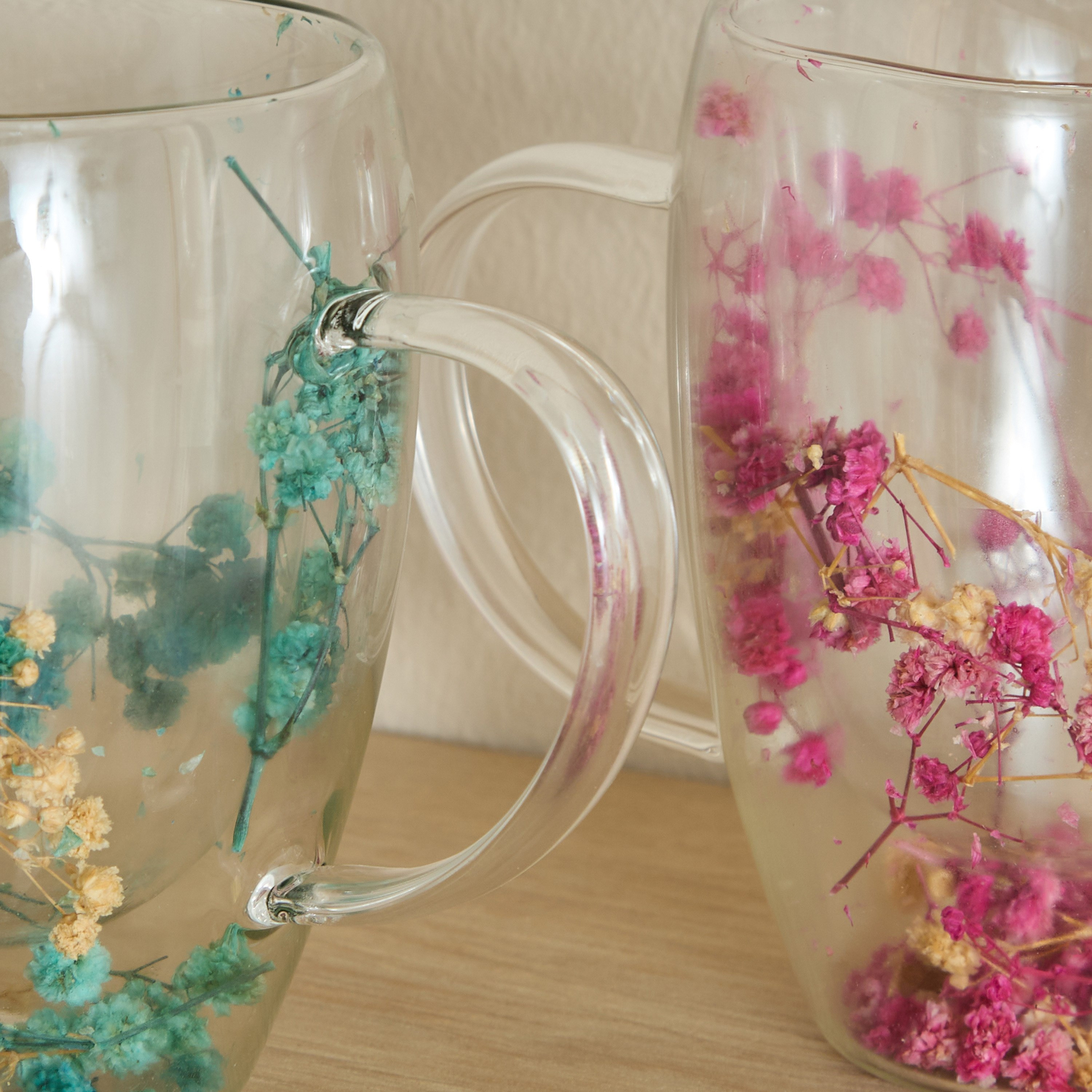 Zen Borosilicate Glass 2-Piece Double Wall Decorated Flower Coffee Cup Set - 350 ml-hbxdecorandfurnishings-tabletop-glassware-image-7