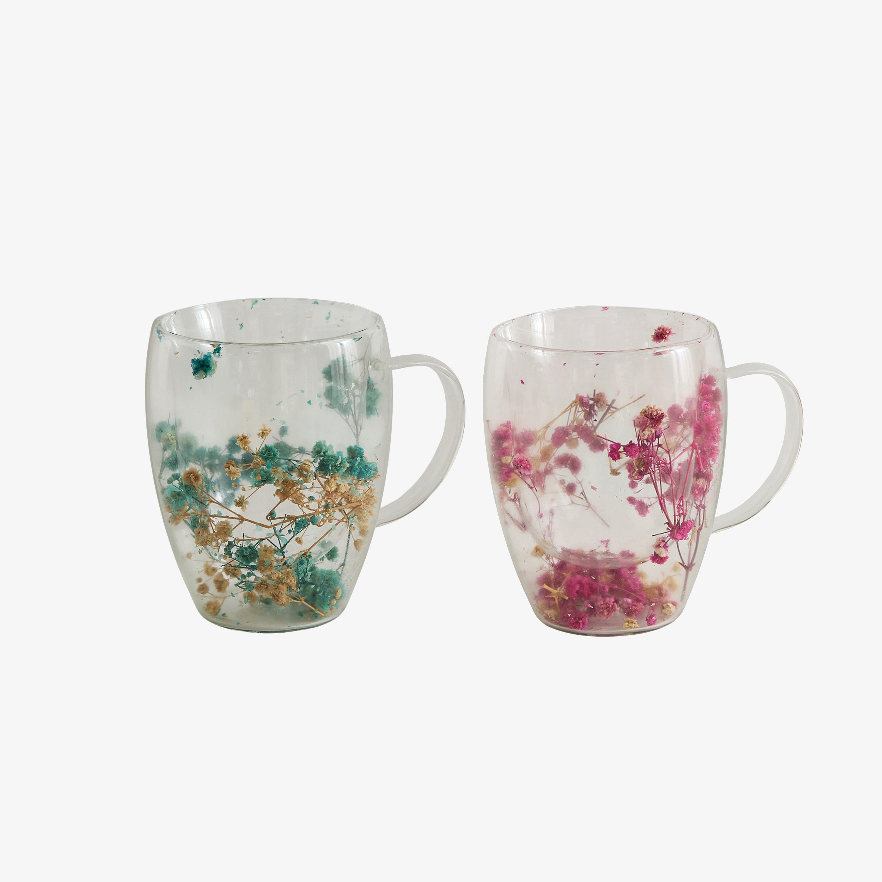 Zen Borosilicate Glass 2-Piece Double Wall Decorated Flower Coffee Cup Set - 350 ml-hbxdecorandfurnishings-tabletop-glassware-image-9