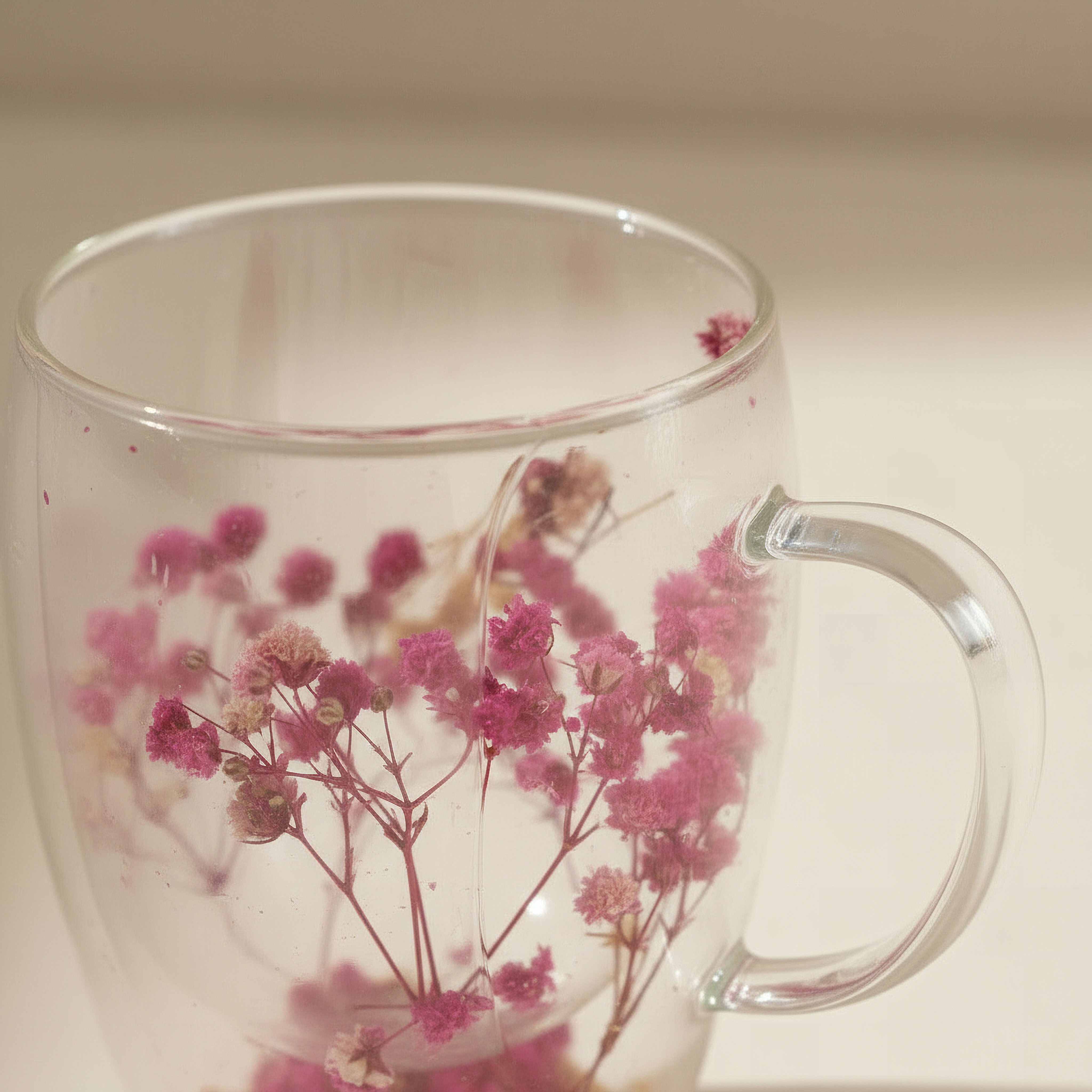 Zen Borosilicate Glass 2-Piece Double Wall Decorated Flower Coffee Cup Set - 350 ml-hbxdecorandfurnishings-tabletop-glassware-image-2