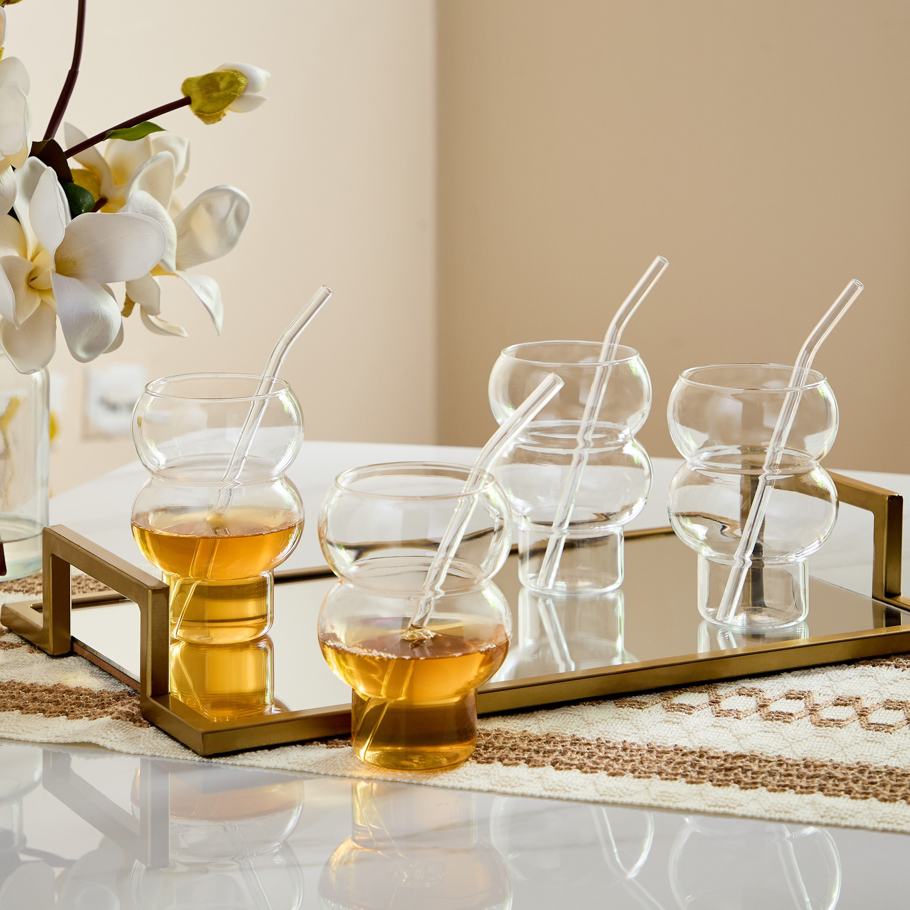Zen 4-Piece Borosilicate Calabash Shaped Glass Set - 500 ml-hbxdecorandfurnishings-tabletop-glassware-image-4