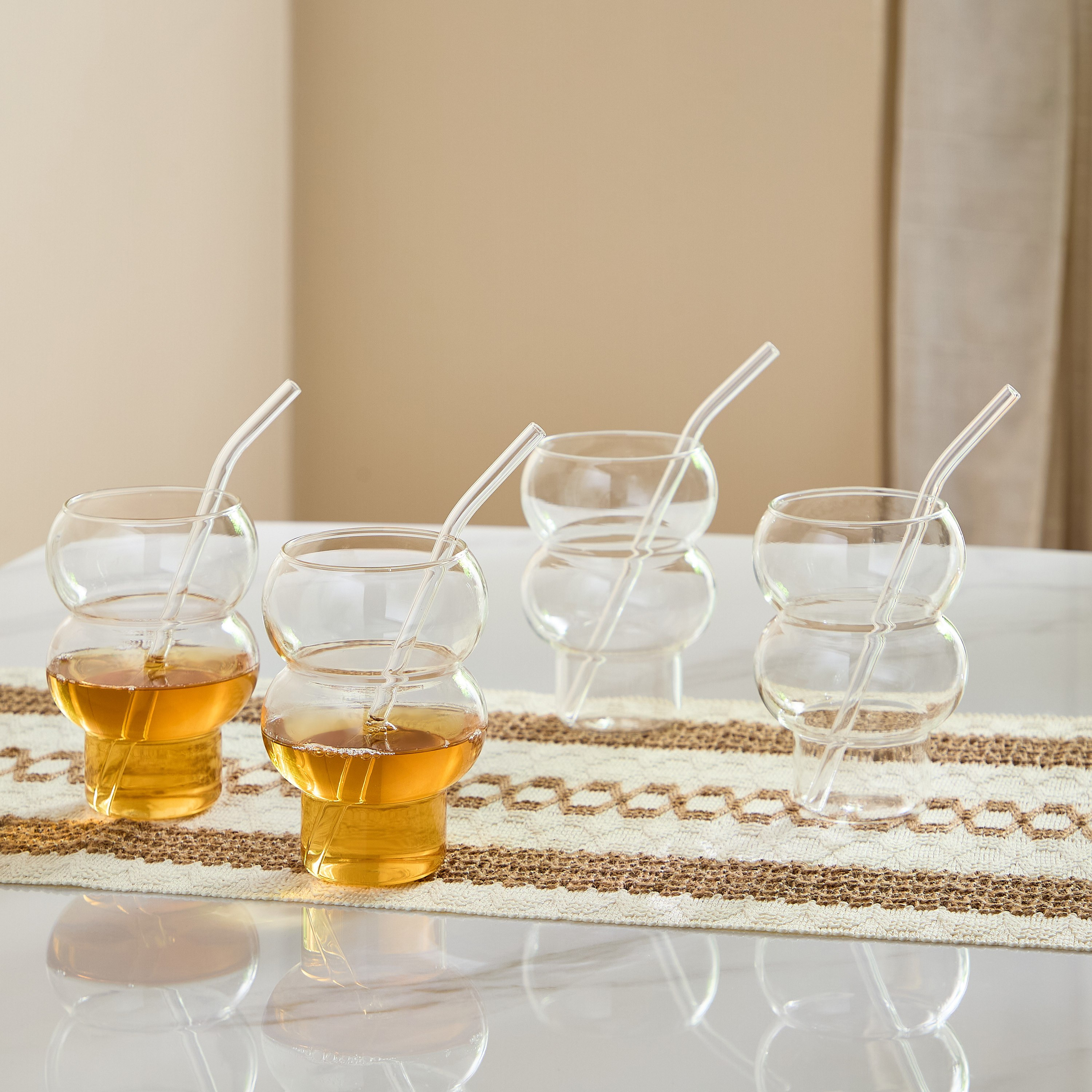 Zen 4-Piece Borosilicate Calabash Shaped Glass Set - 500 ml-hbxdecorandfurnishings-tabletop-glassware-image-5