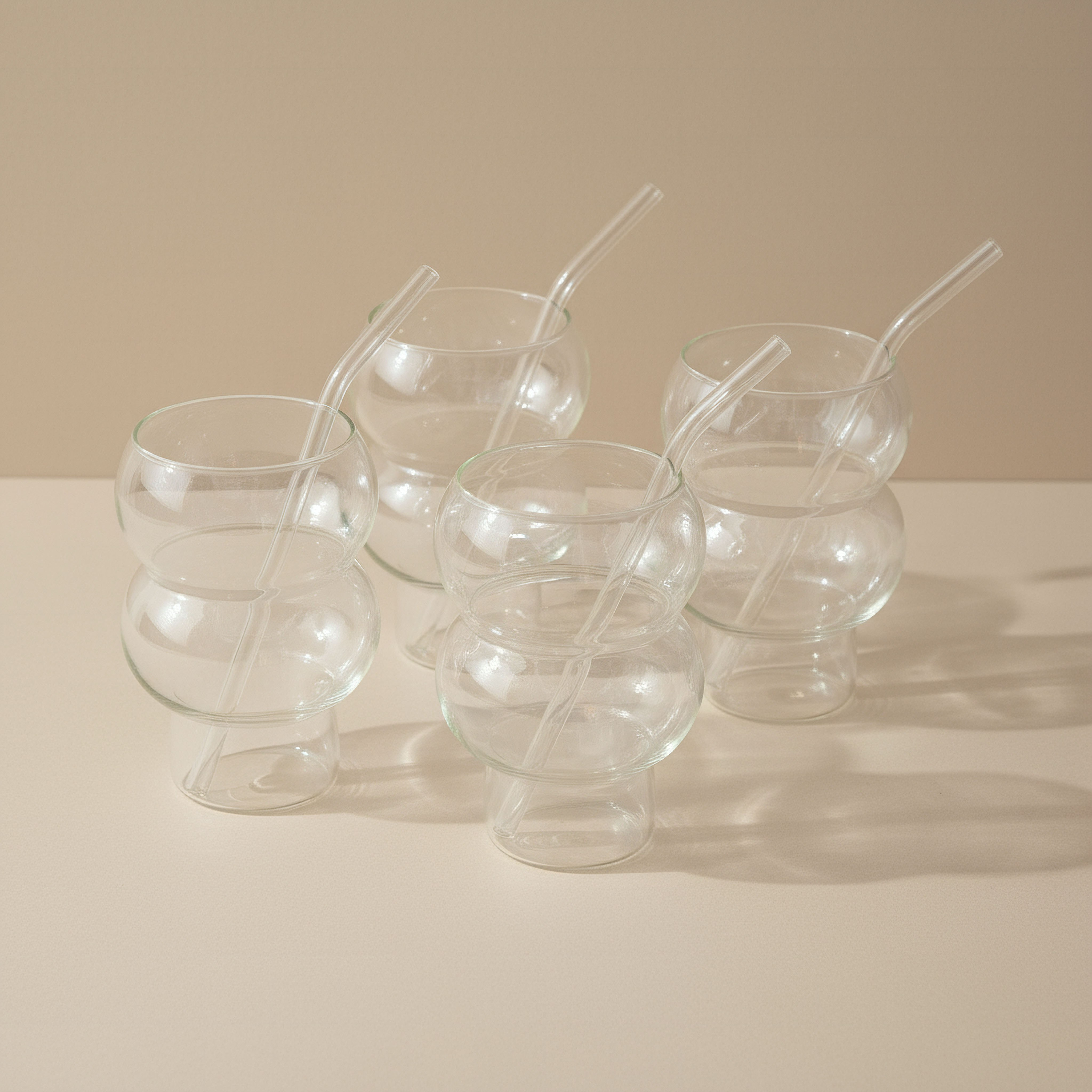 Zen 4-Piece Borosilicate Calabash Shaped Glass Set - 500 ml-hbxdecorandfurnishings-tabletop-glassware-image-1