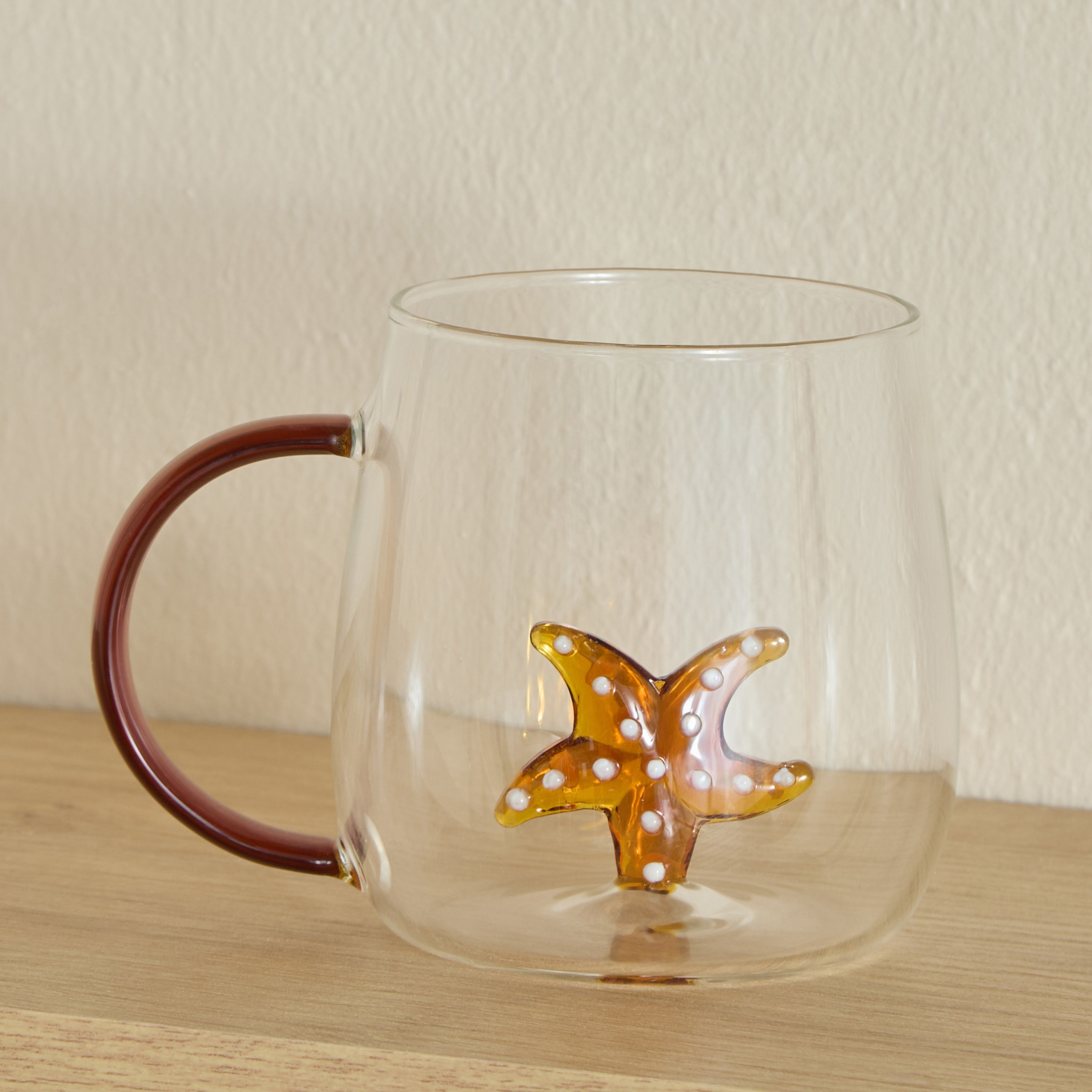 Zen Borosilicate Glass 3D Star Fish Design Coffee Cup with Handle - 300 ml-hbxdecorandfurnishings-tabletop-glassware-image-4