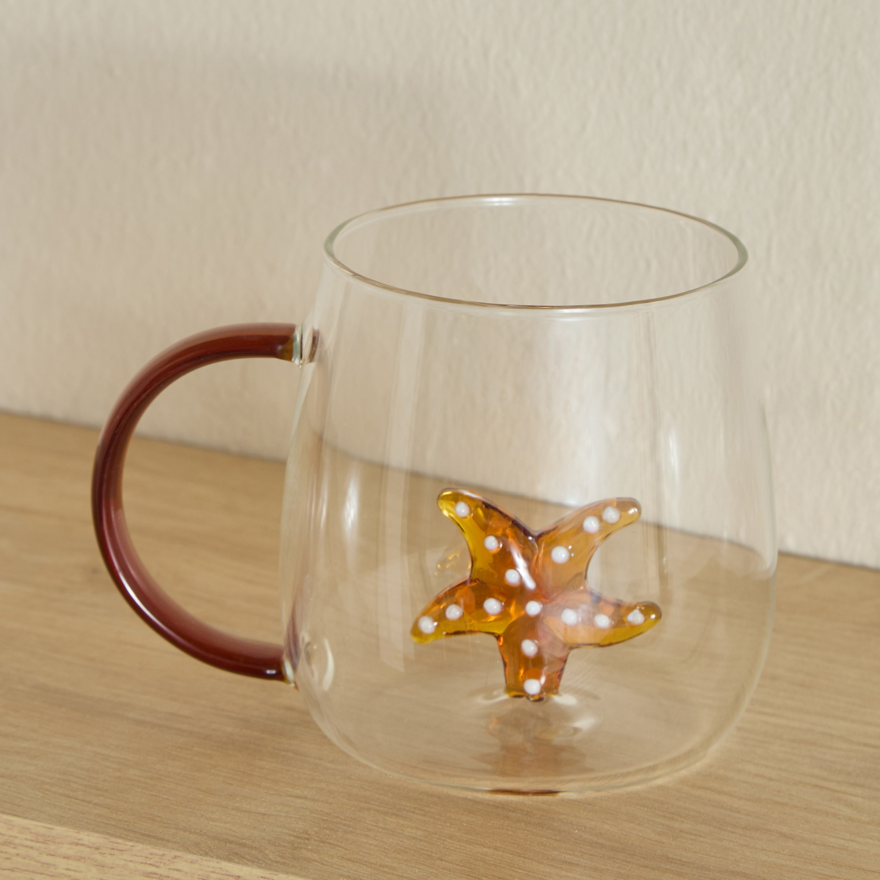 Zen Borosilicate Glass 3D Star Fish Design Coffee Cup with Handle - 300 ml-hbxdecorandfurnishings-tabletop-glassware-image-5