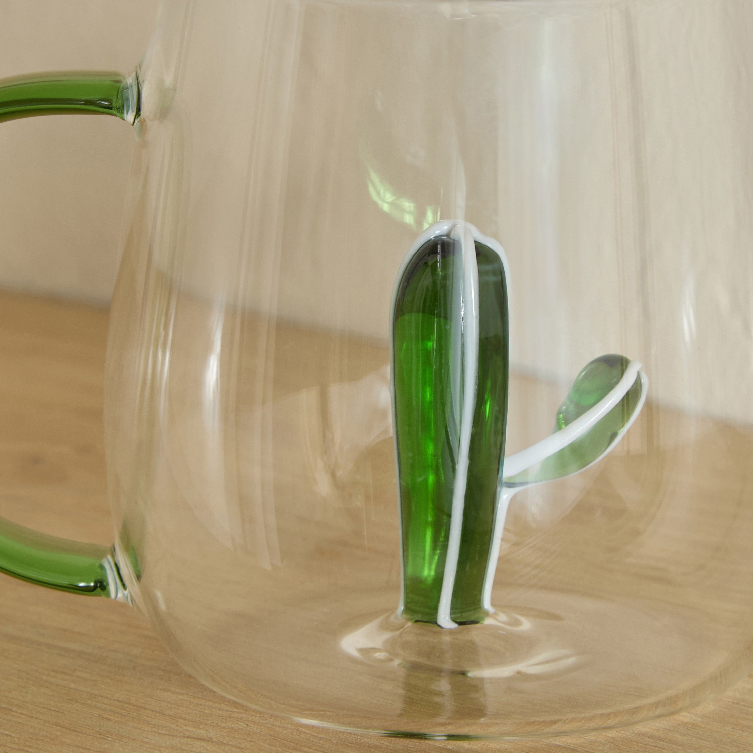 Zen Borosilicate Glass 3D Cactus Design Coffee Cup with Handle - 300 ml-hbxdecorandfurnishings-tabletop-glassware-image-6