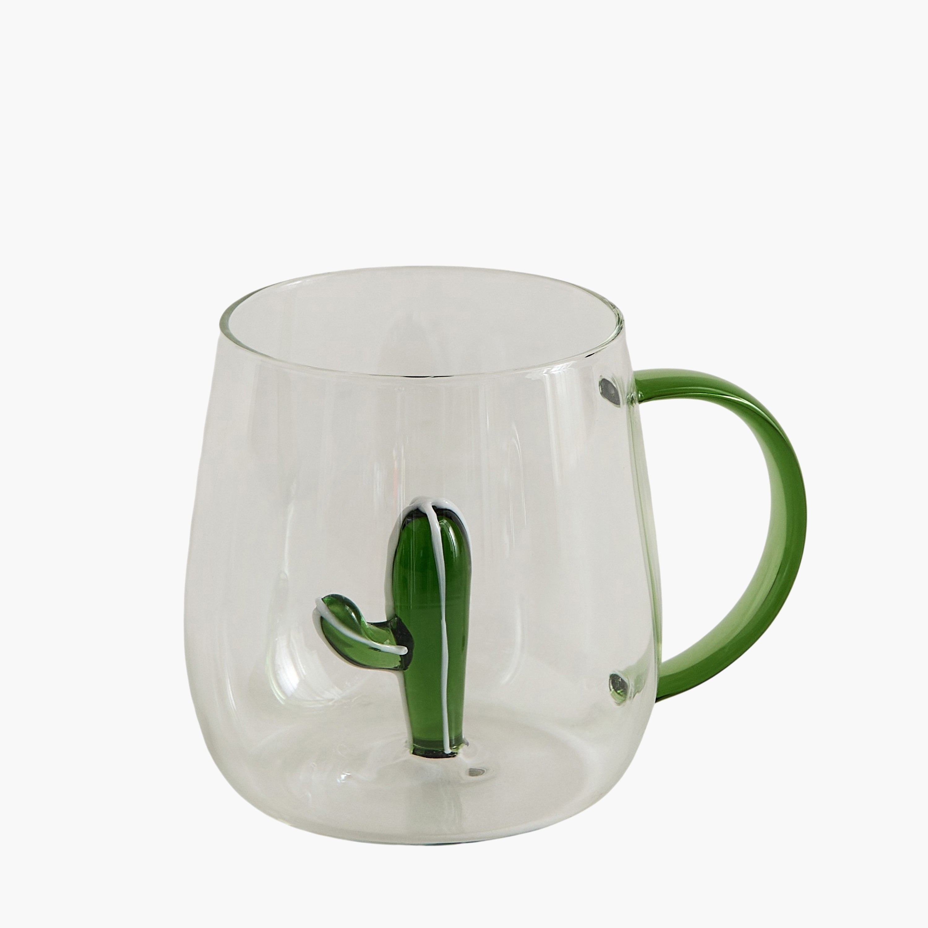 Zen Borosilicate Glass 3D Cactus Design Coffee Cup with Handle - 300 ml-hbxdecorandfurnishings-tabletop-glassware-image-8